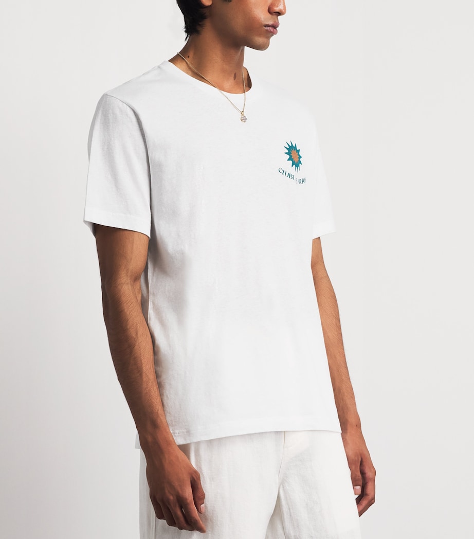 Frescobol Carioca Cotton-Linen Dinis T-Shirt Palm & Cream Image 4