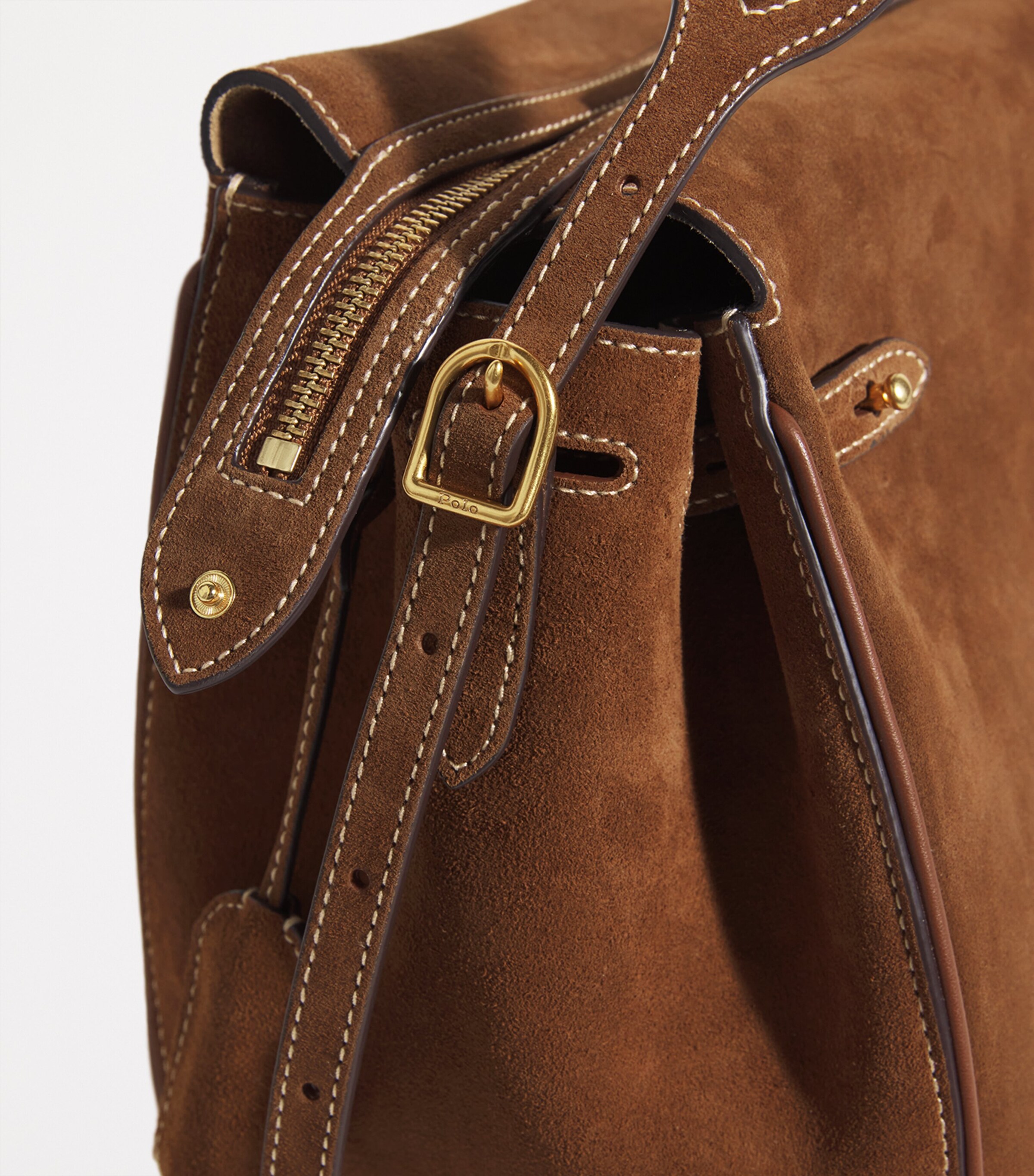 Polo Ralph Lauren Large Suede Polo ID Top-Handle Bag Cnmn/cuoio Image 4