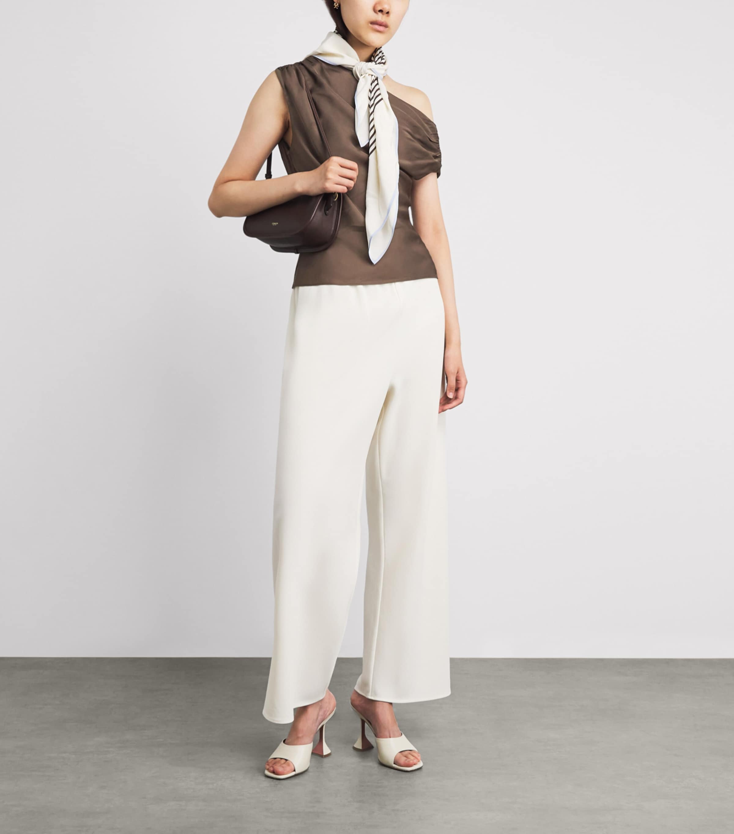 Toccin Womens One-Shoulder Veda Top Coffee Image 2