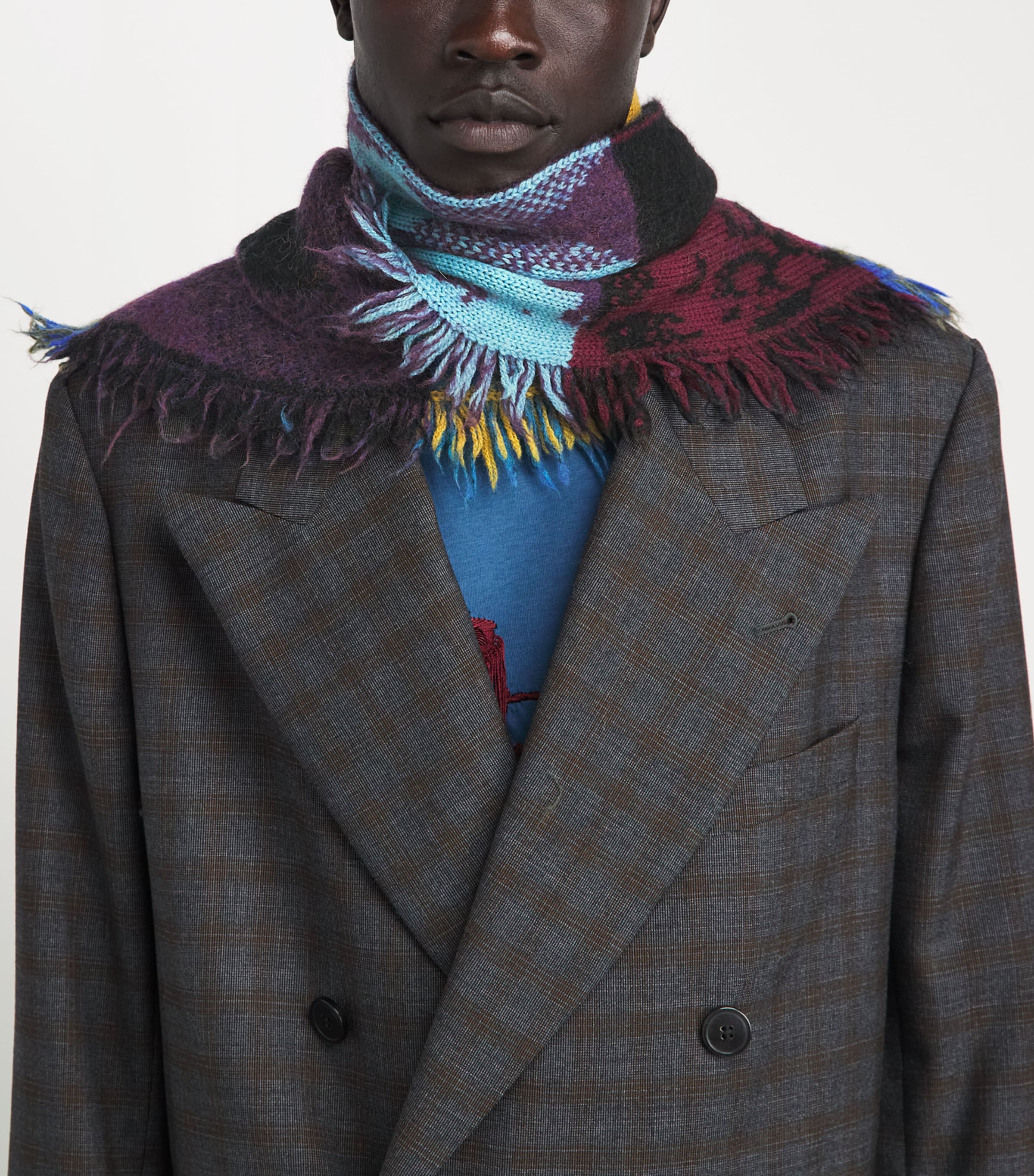 DRIES VAN NOTEN Wool-Blend Patchwork Scarf Image 3