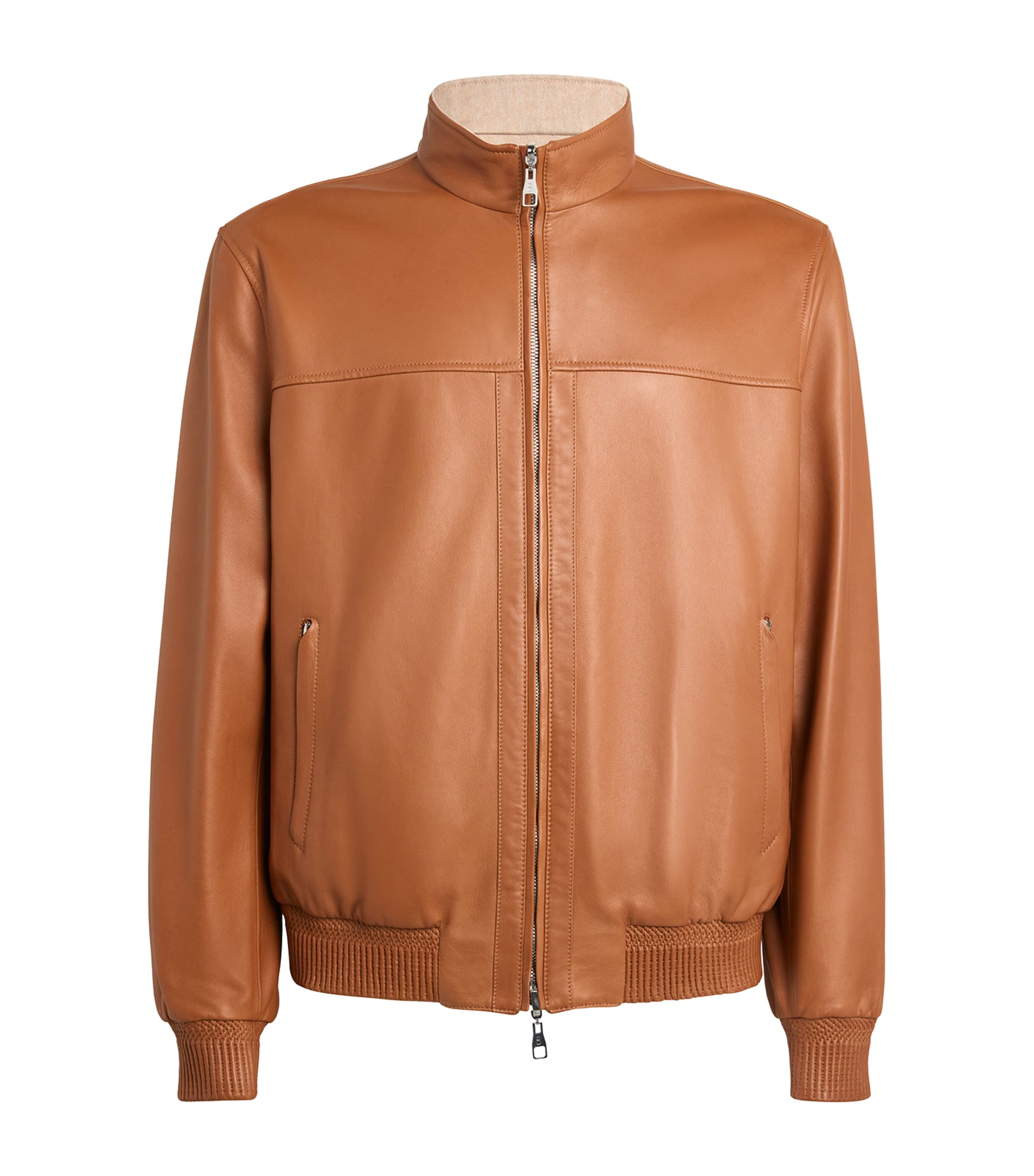 Leather Reversible Bomber Jacket COGNAC SCURO/NAT Image 1