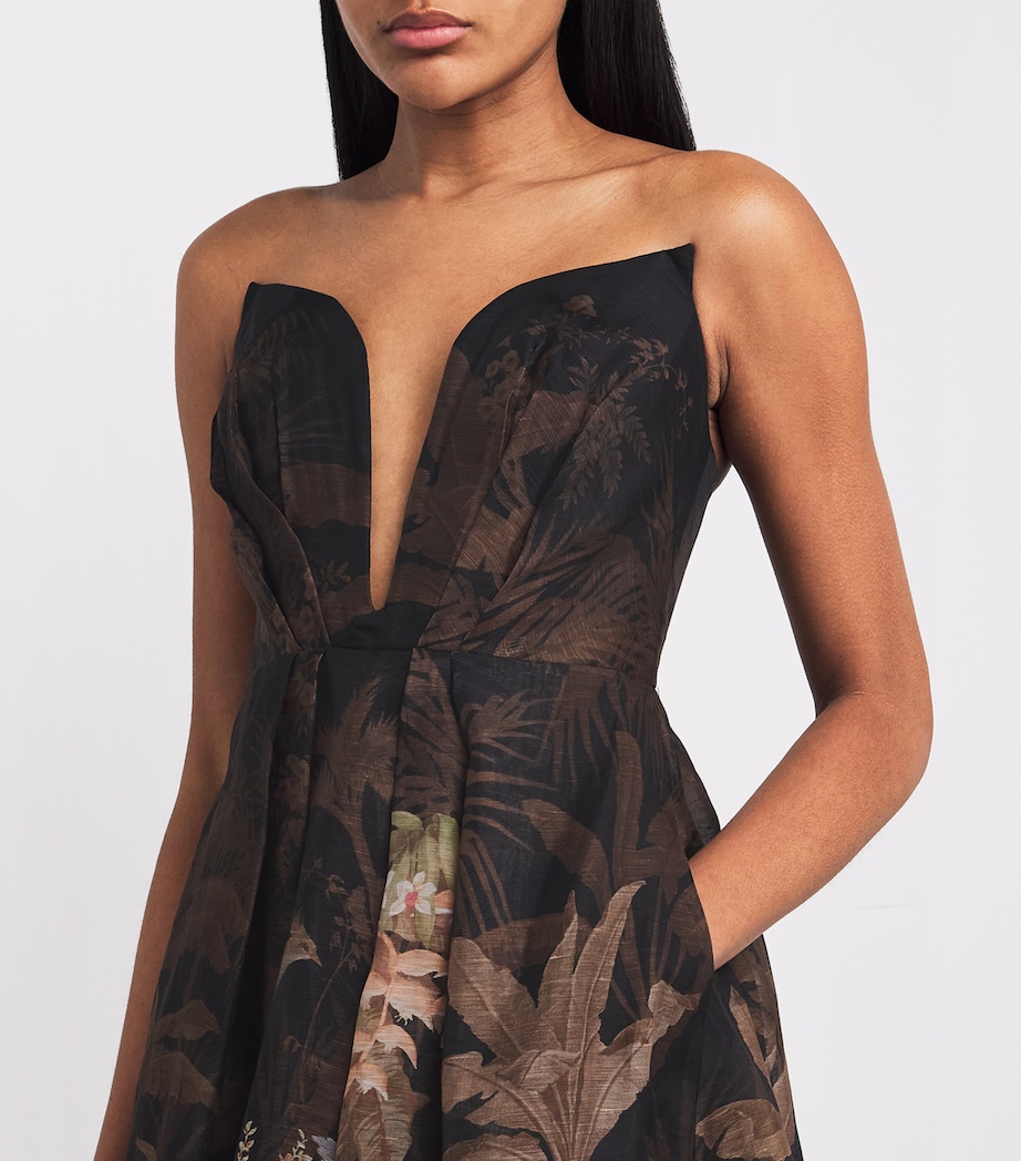 Linen-Silk Printed Midi Dress BLACK TROPICAL Image 7