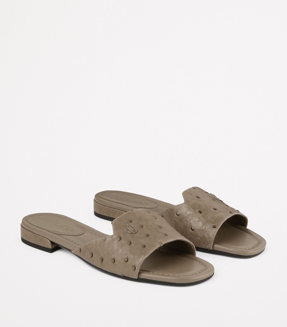 Ostrich Leather Dina Sandals TAUPE Image 5