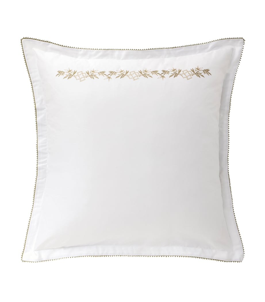 Organic Cotton Mirabeau Oxford Square Pillowcase (65cm x 65cm) WHT/GOLD Image 1