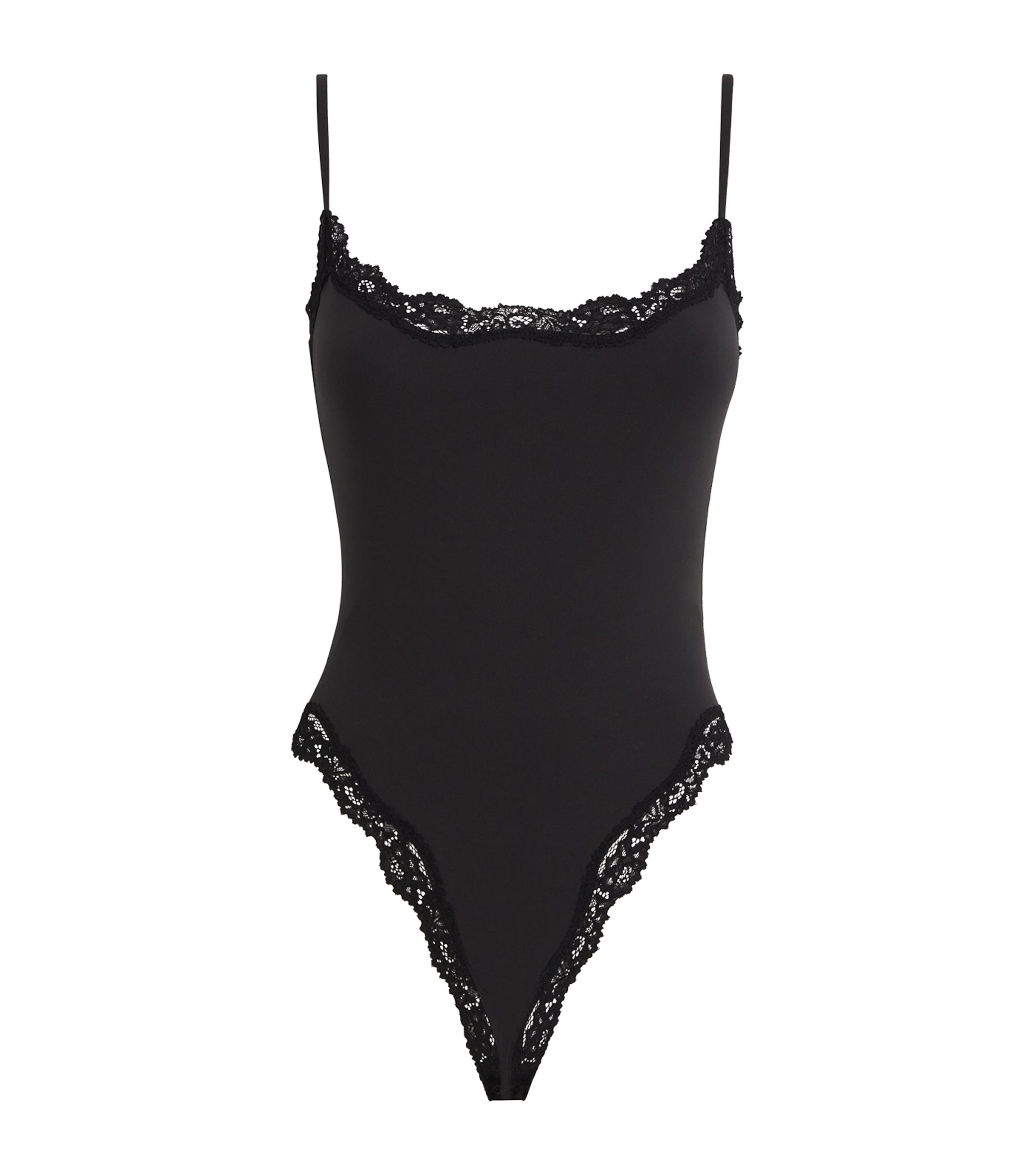 Skims Fits Everybody Lace-trim Bodysuit In Black