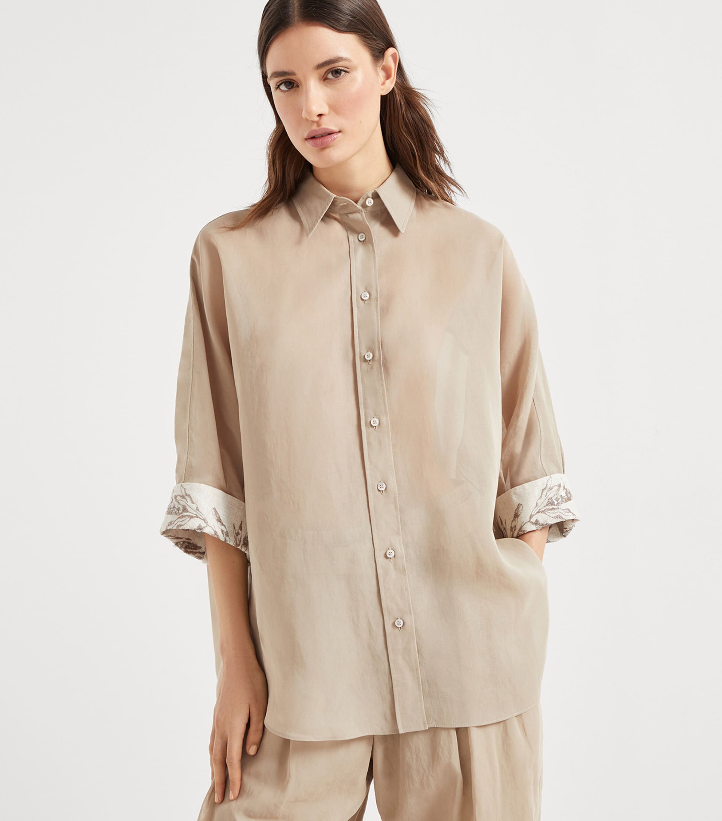 BRUNELLO CUCINELLI リネン ギャバジン シャツジャケット