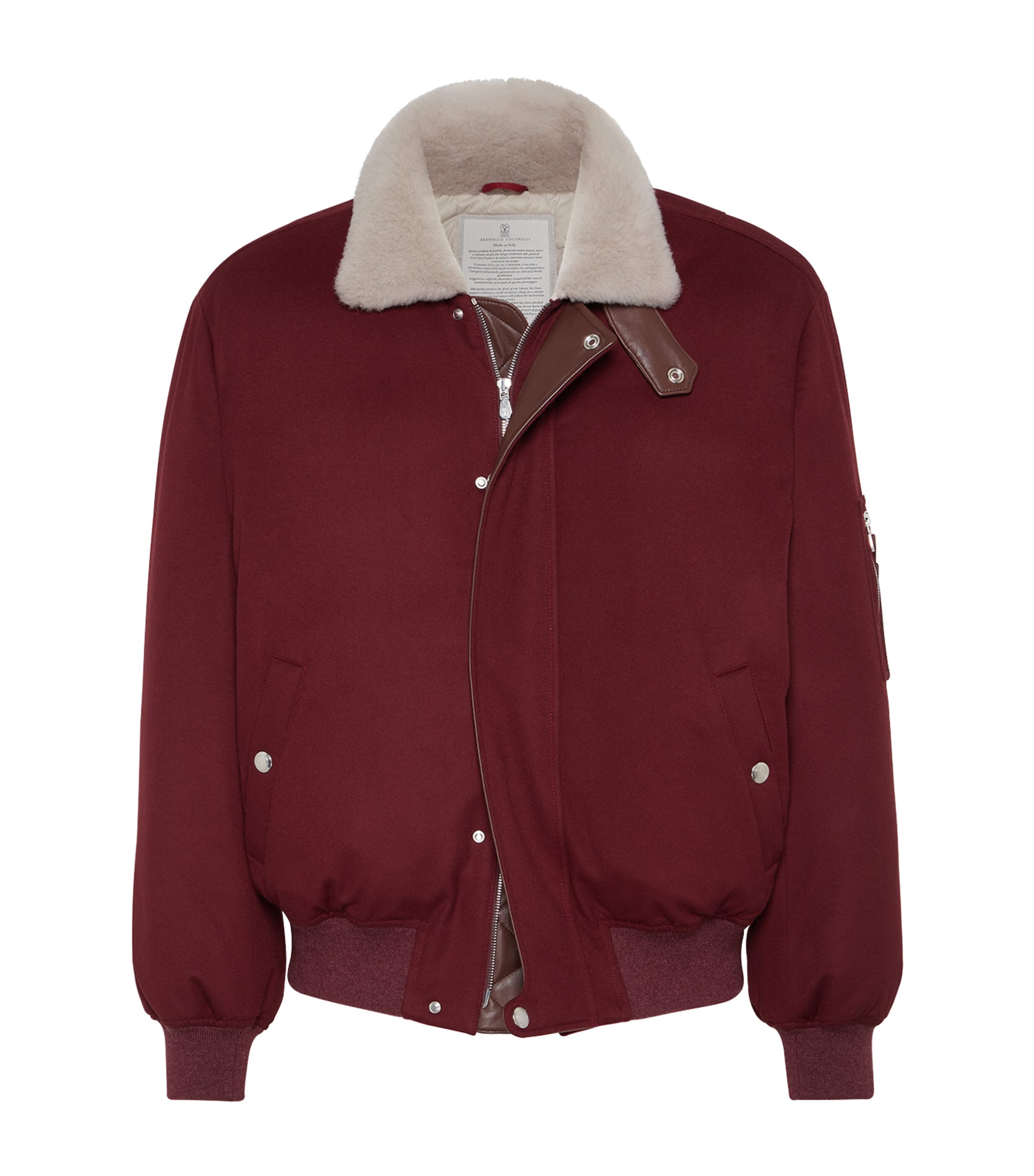 Brunello Cucinelli Wool Down-filled Bomber Jacket In Red