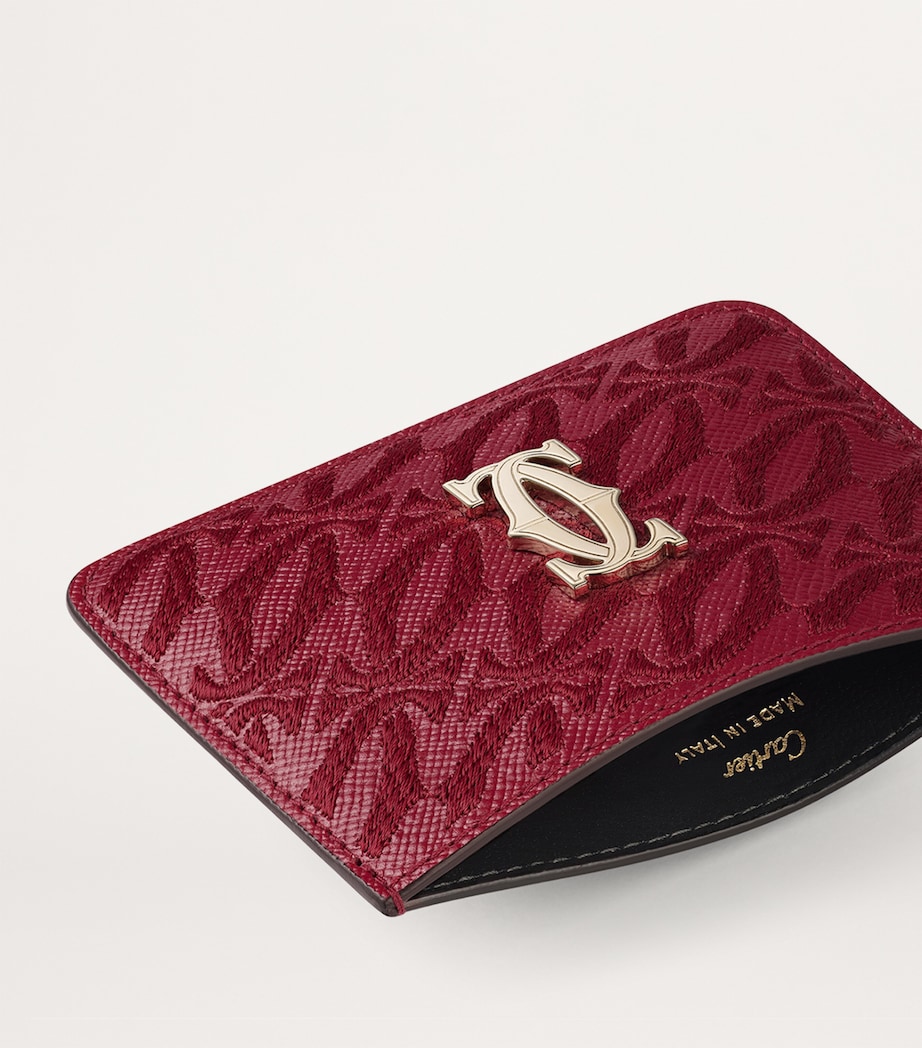 Leather C de Cartier Embroidered Card Holder RED Image 5