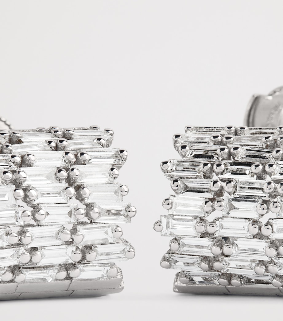 Suzanne Kalan White Gold and Diamond Infinite Three-Row Hoop Earrings Wg/wd Image 5
