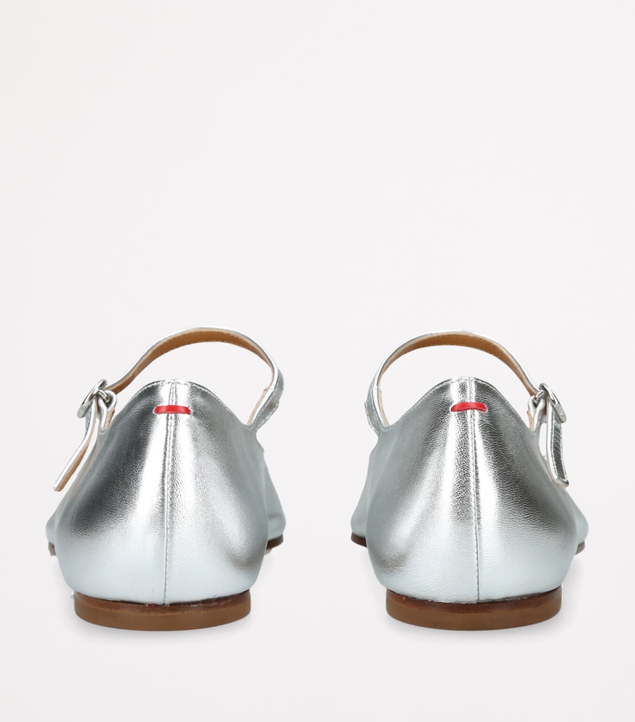 Leather Cleo Mary Jane Flats SILVER Image 3