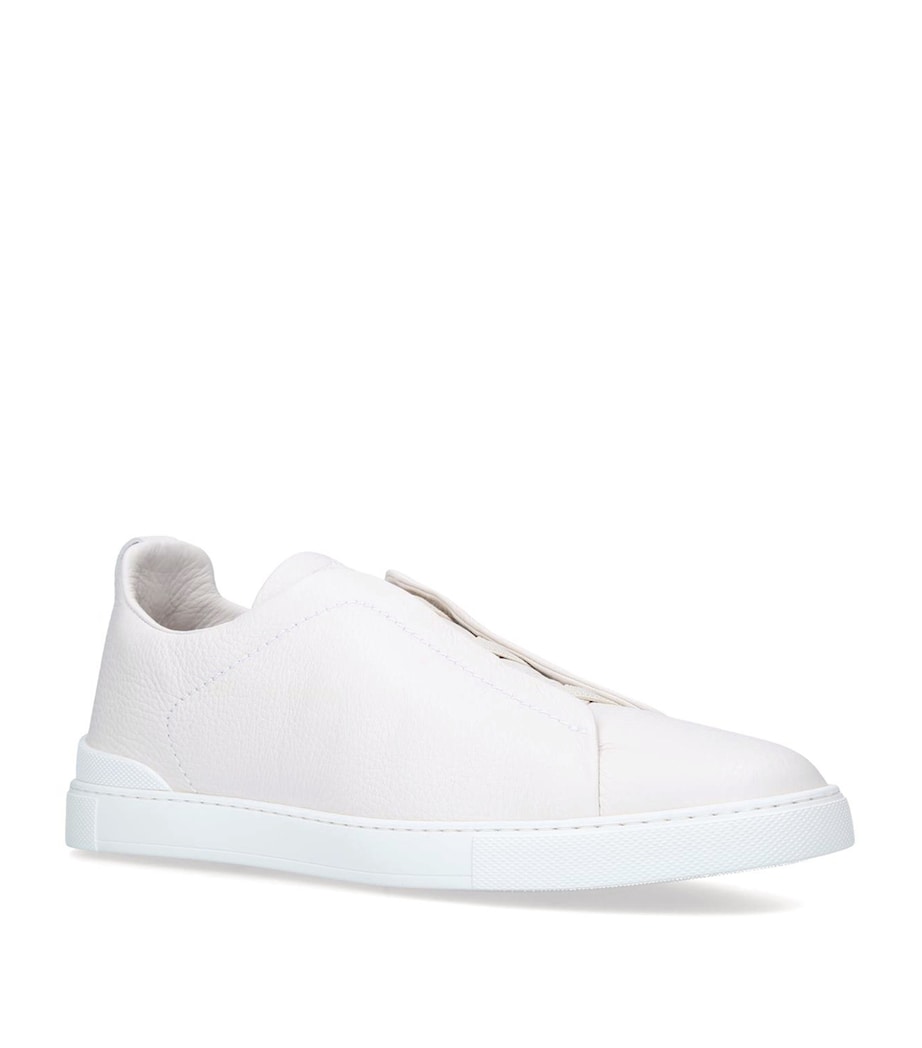 Leather Triple Stitch Sneakers WHITE Image 1