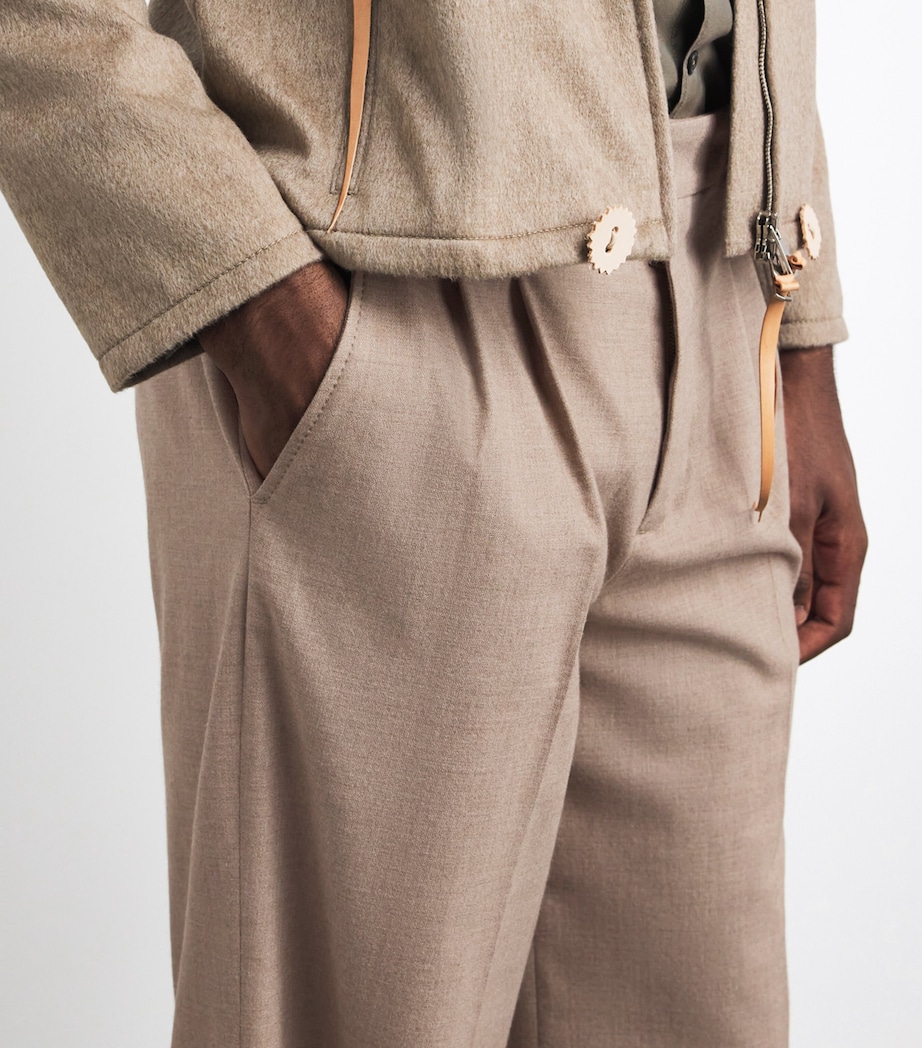 Alan Scott Mens Cashmere Wide-Leg Trousers Natural Image 3