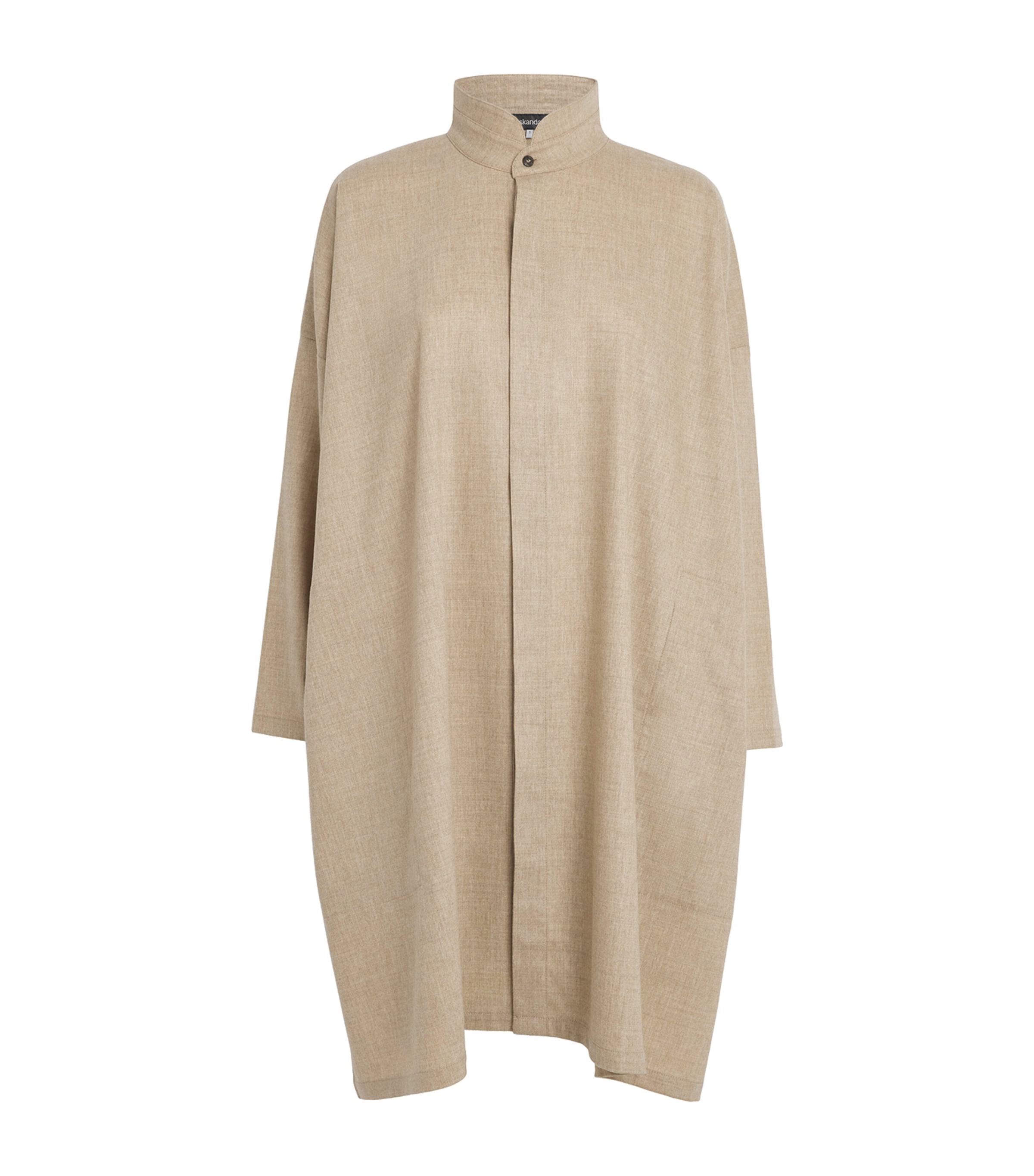 Eskandar Cashmere-wool Double Stand-collar Shirt In Neutral