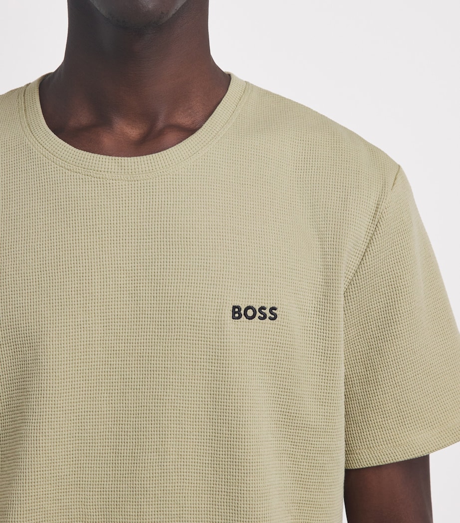 BOSS Mens Waffle-Knit Logo T-Shirt Light/pastel Grn Image 3