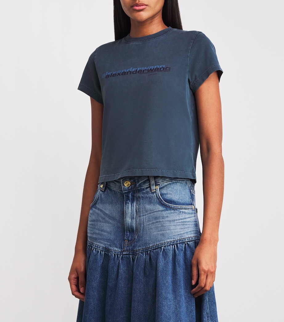 Cotton Logo T-Shirt 421B WASHED NAVY Image 3