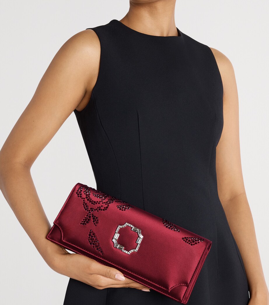 Satin Embellished Vivien Clutch Bag WINE Image 5