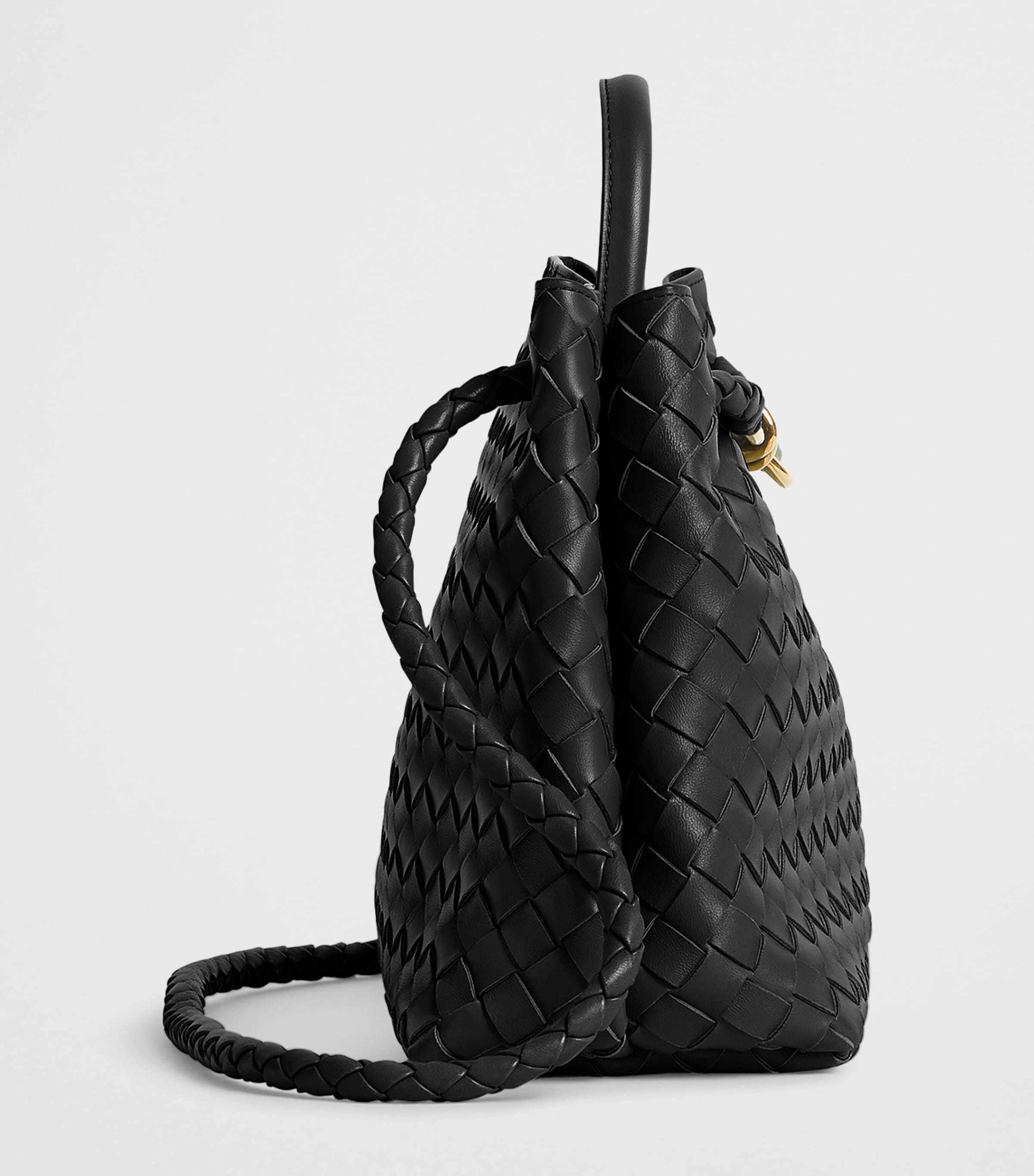 Leather Andiamo Top-Handle Bag BLACK-M BRASS-BLACK Image 6