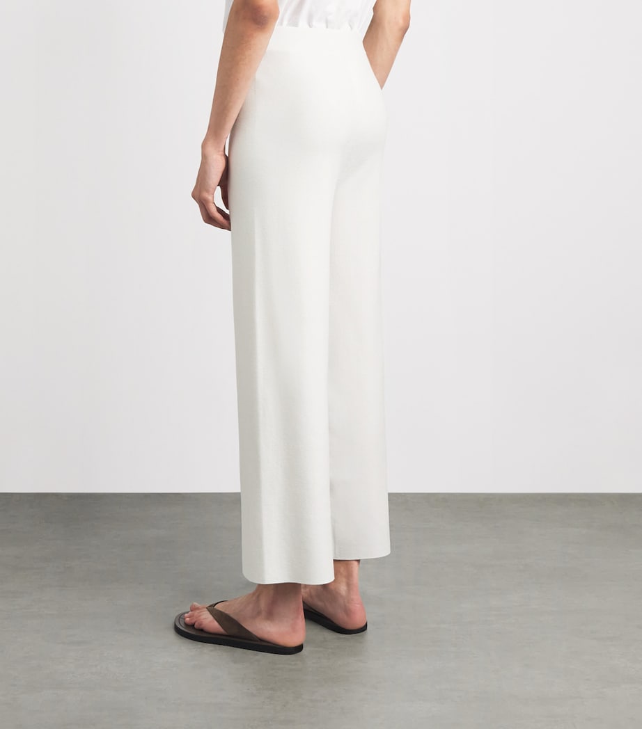 MM Womens Knitted Wide-Leg Trousers White Image 5