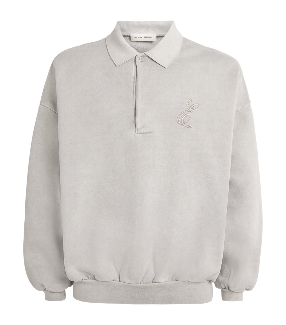 Cotton Script Polo Sweatshirt