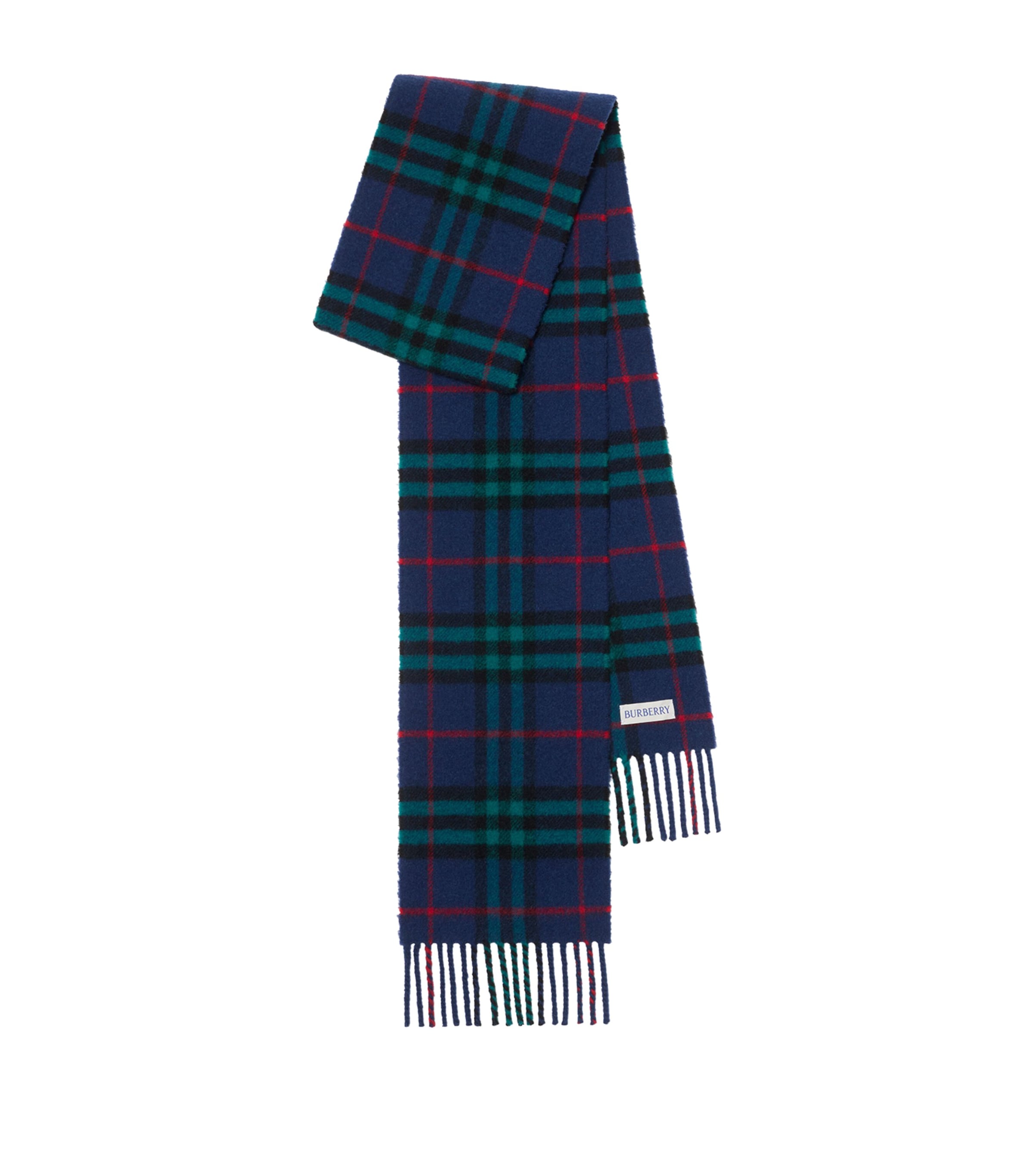 Burberry Narrow Check Cashmere Scarf In Blue
