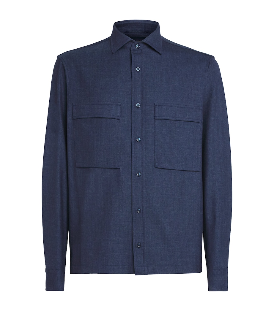 Wool-Silk-Linen-Blend Overshirt 050 NAVY BLUE Image 1