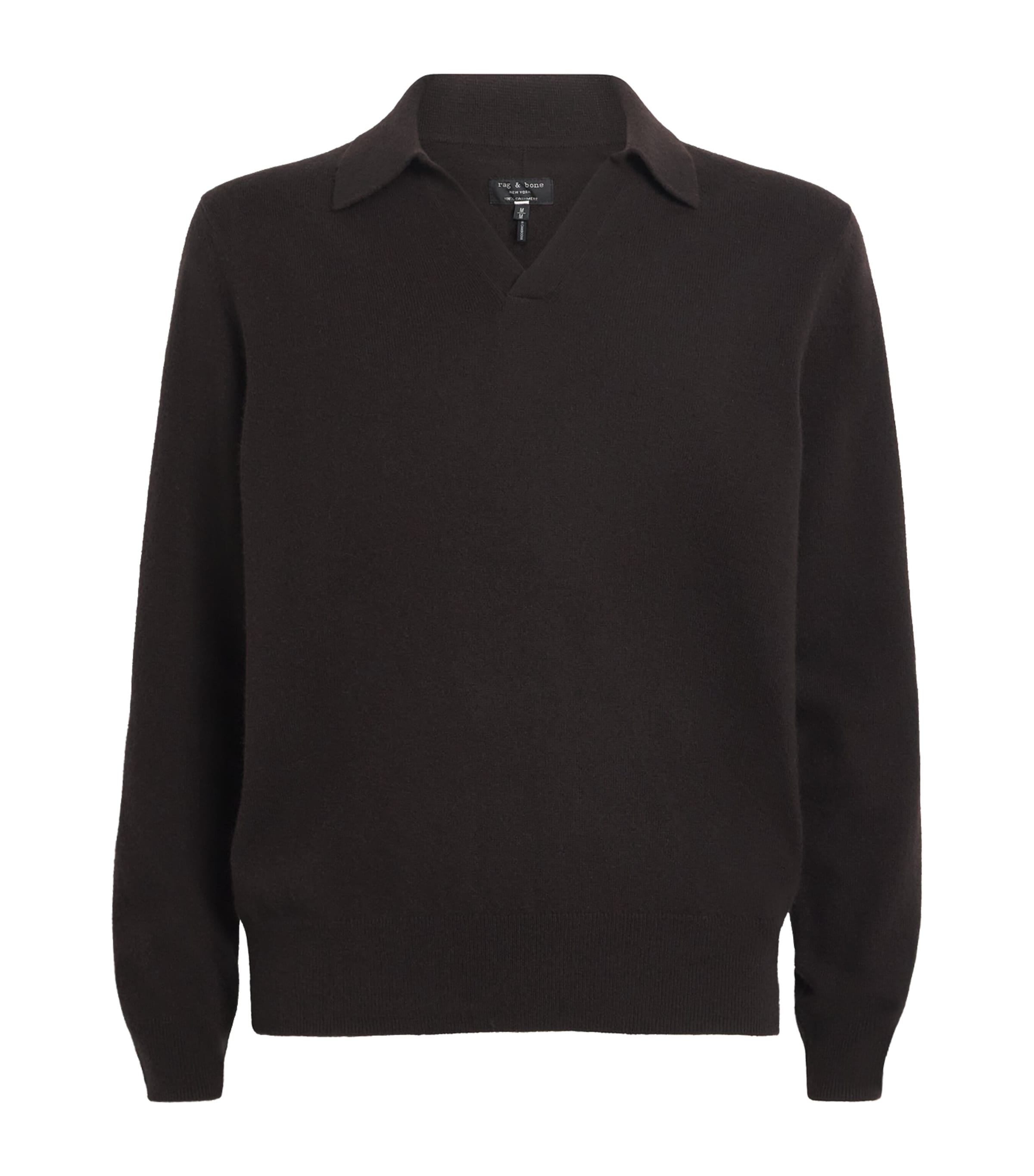 Rag & Bone Cashmere Johnny Collar Polo Shirt In Black