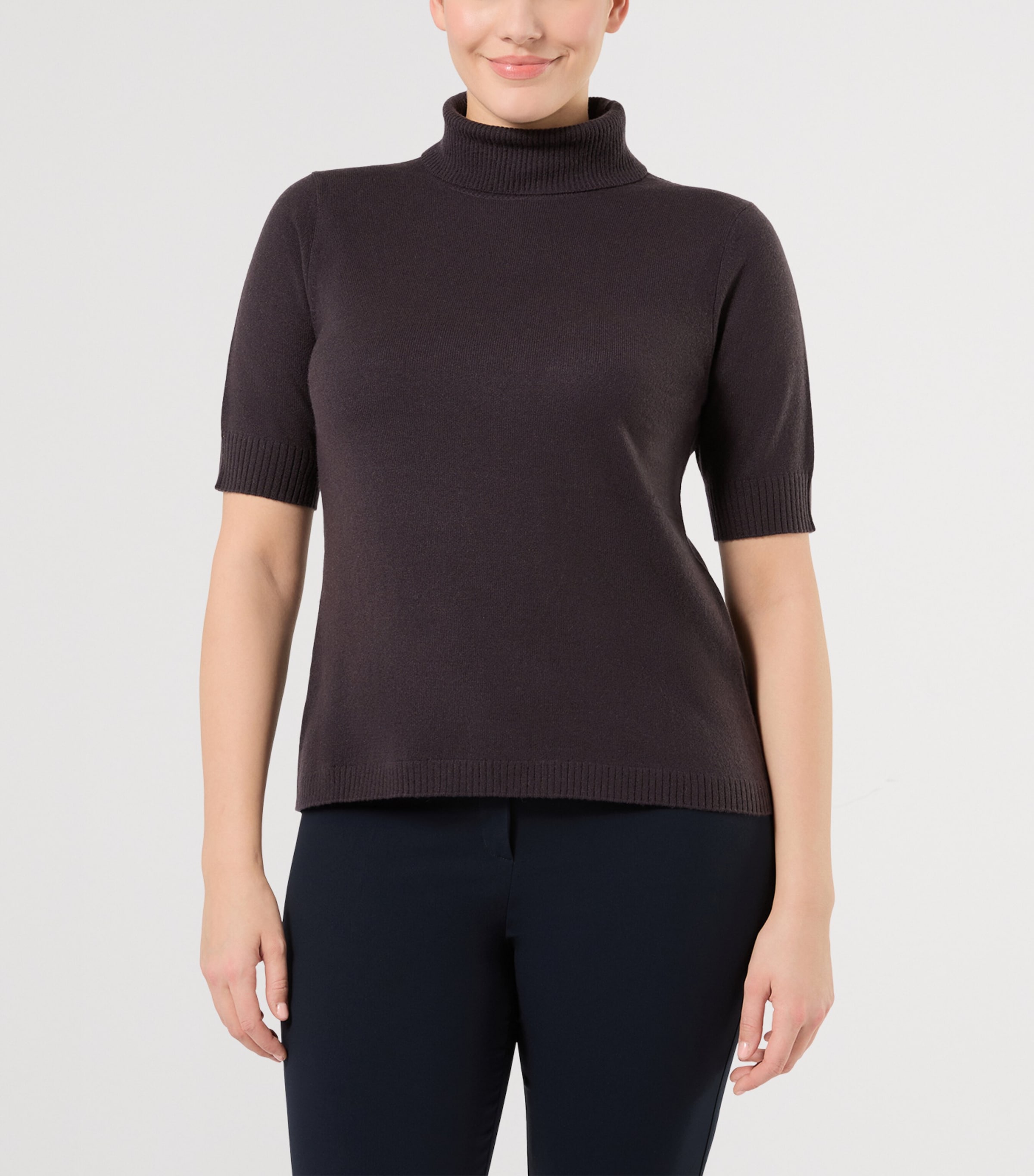 Marina Rinaldi Womens Cashmere Short-Sleeve Sweater Brown Image 3