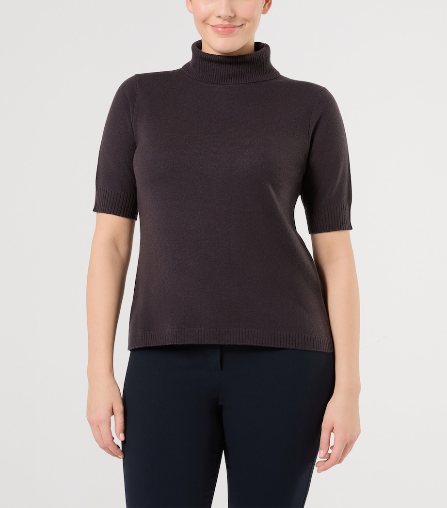 Marina Rinaldi Womens Cashmere Short-Sleeve Sweater Brown Image 3