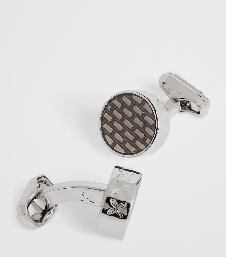 Rhodium-Plated Brick Cufflinks BLACK Image 6