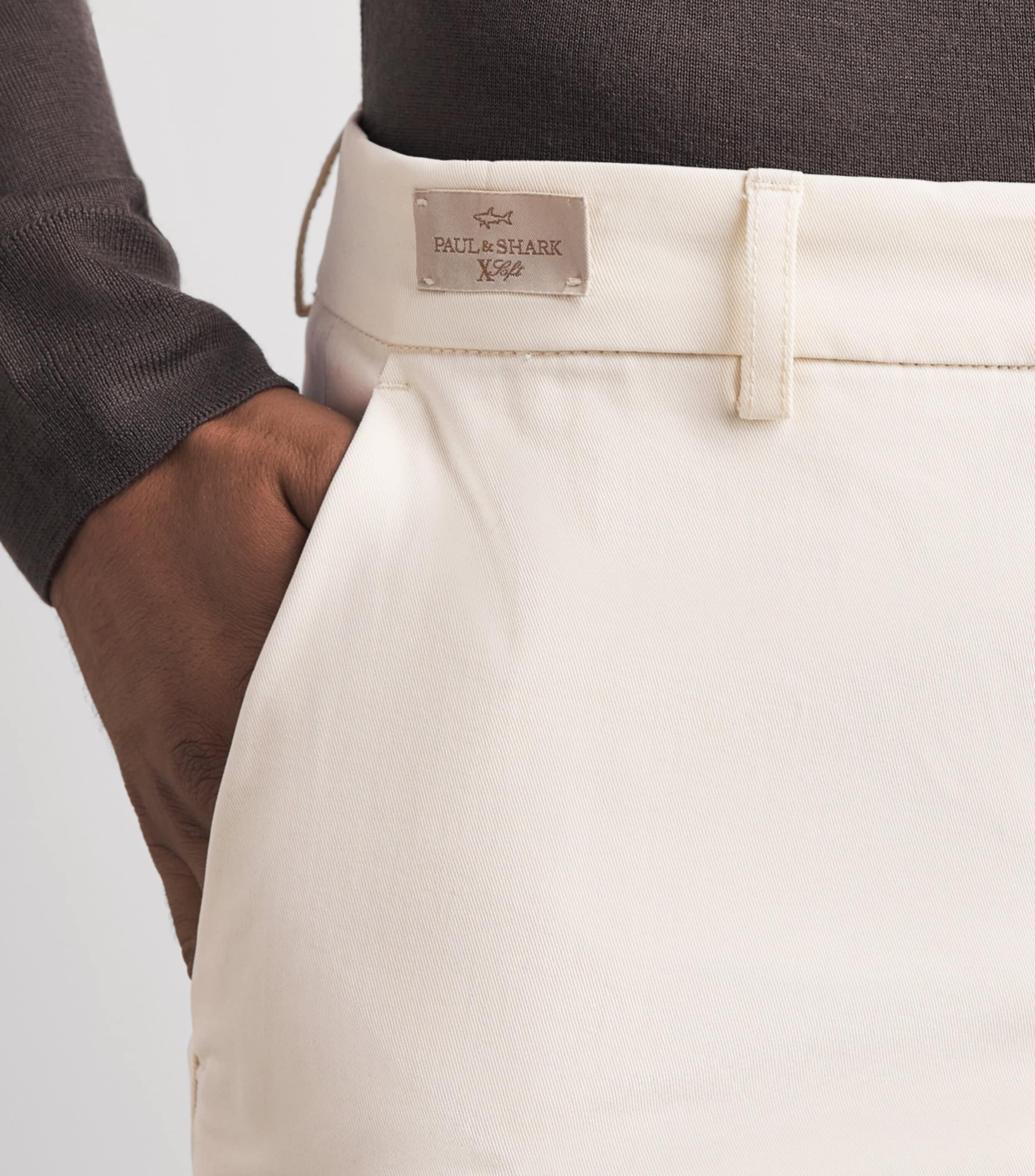 Paul & Shark Mens Straight Chinos Off White Image 3