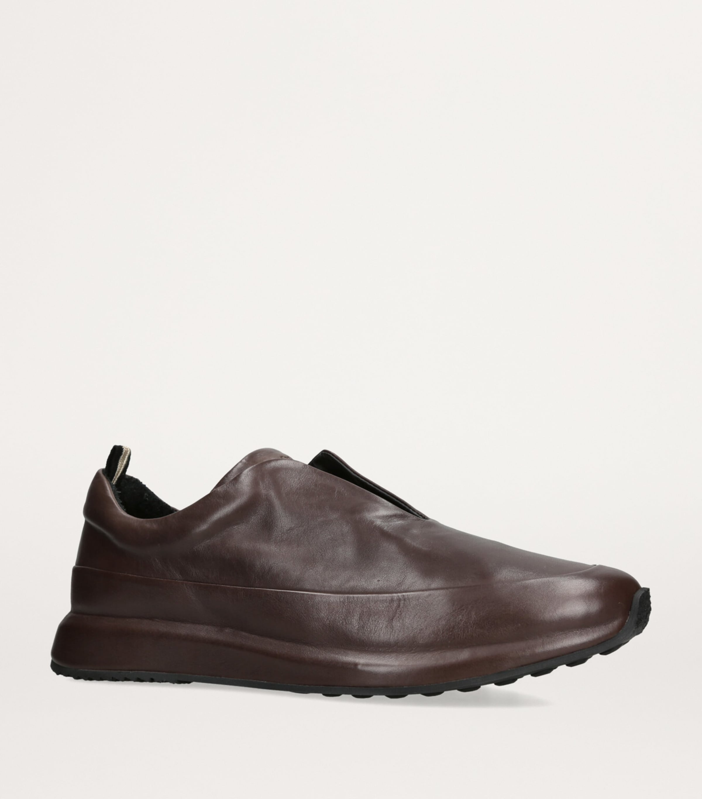 Officine Creative Brown Leather Race Slip-On Sneakers