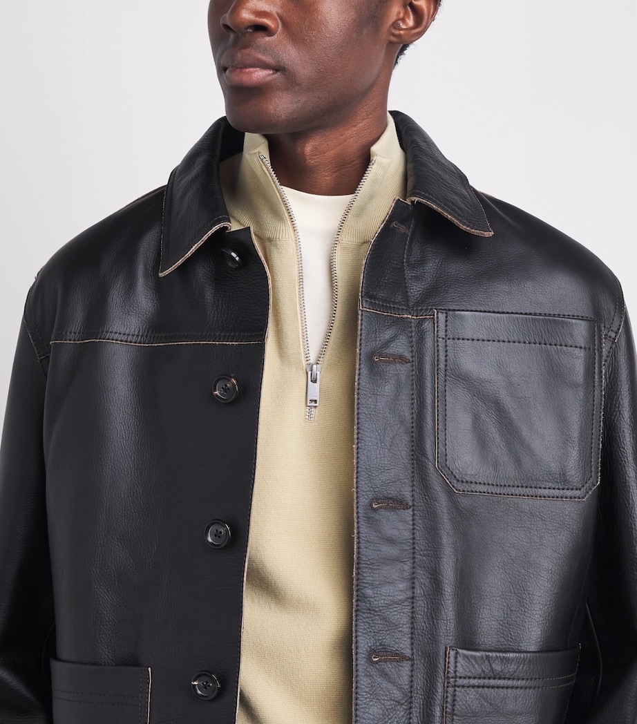 Sandro Paris Mens Wool Half-Zip Sweater Dark Beige Image 3