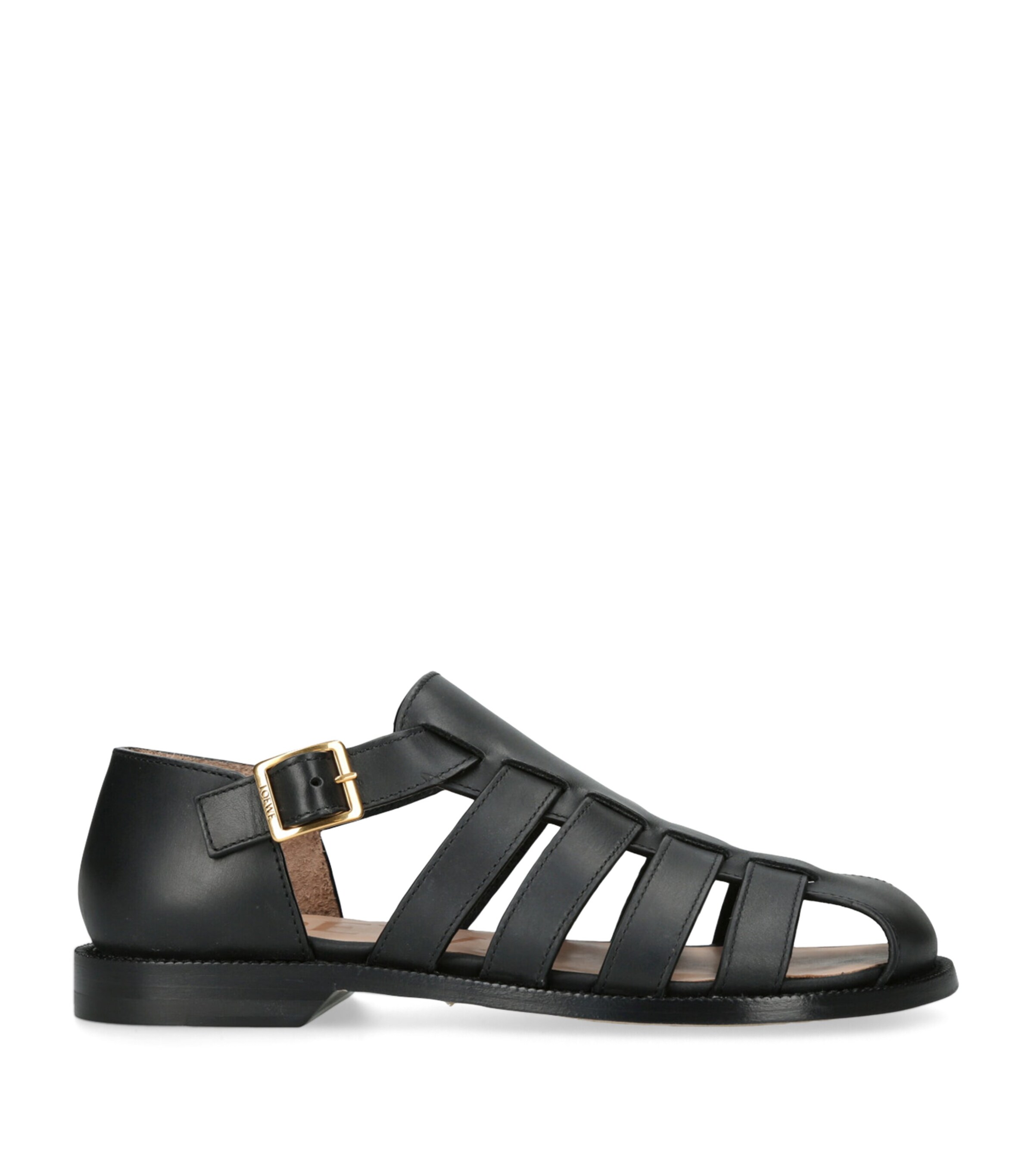 Loewe Open Toe Round Head Flat-soled Sandals In Black
