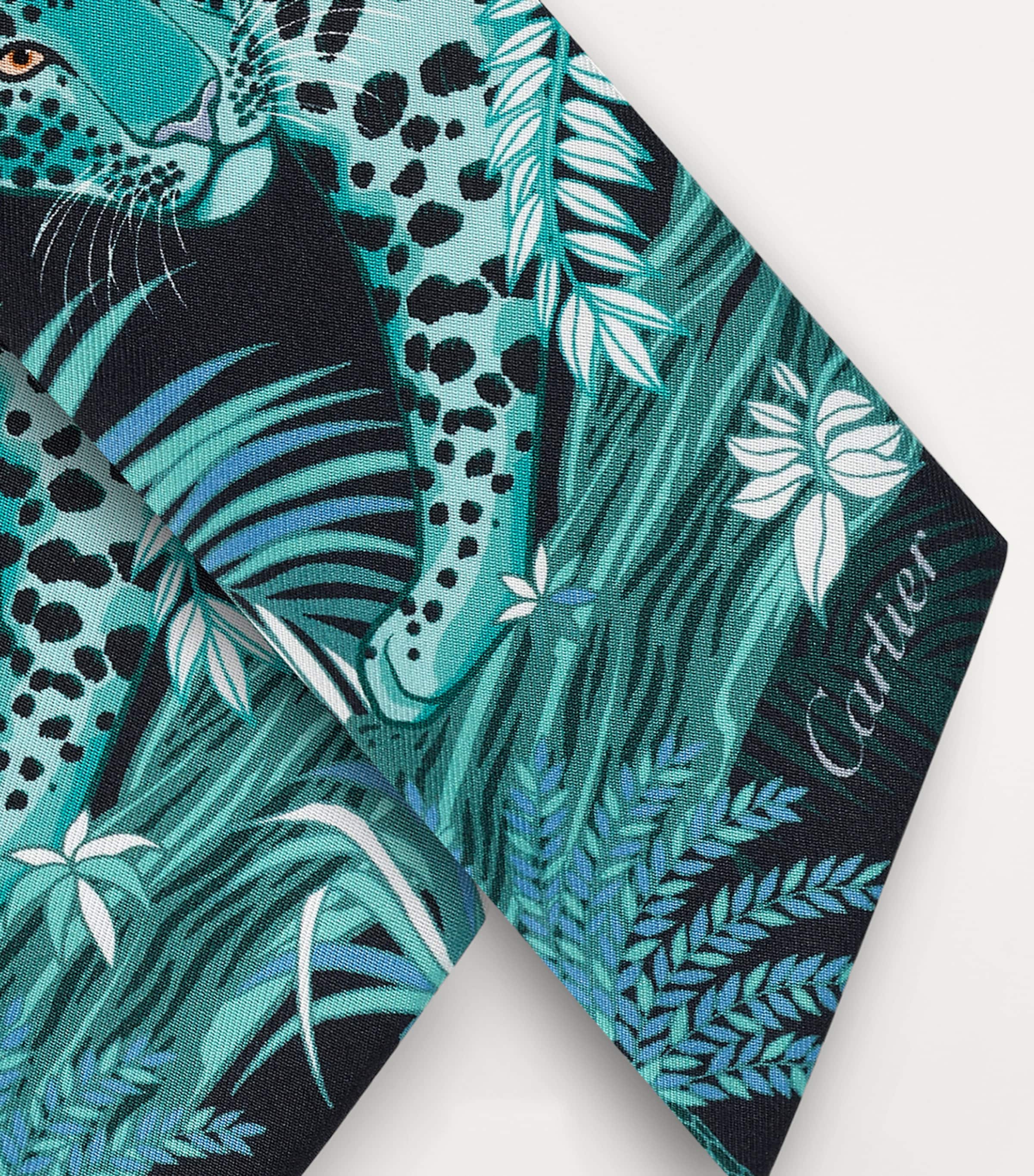 Cartier Silk Flora and Fauna Panthère Scarf Blue Image 2