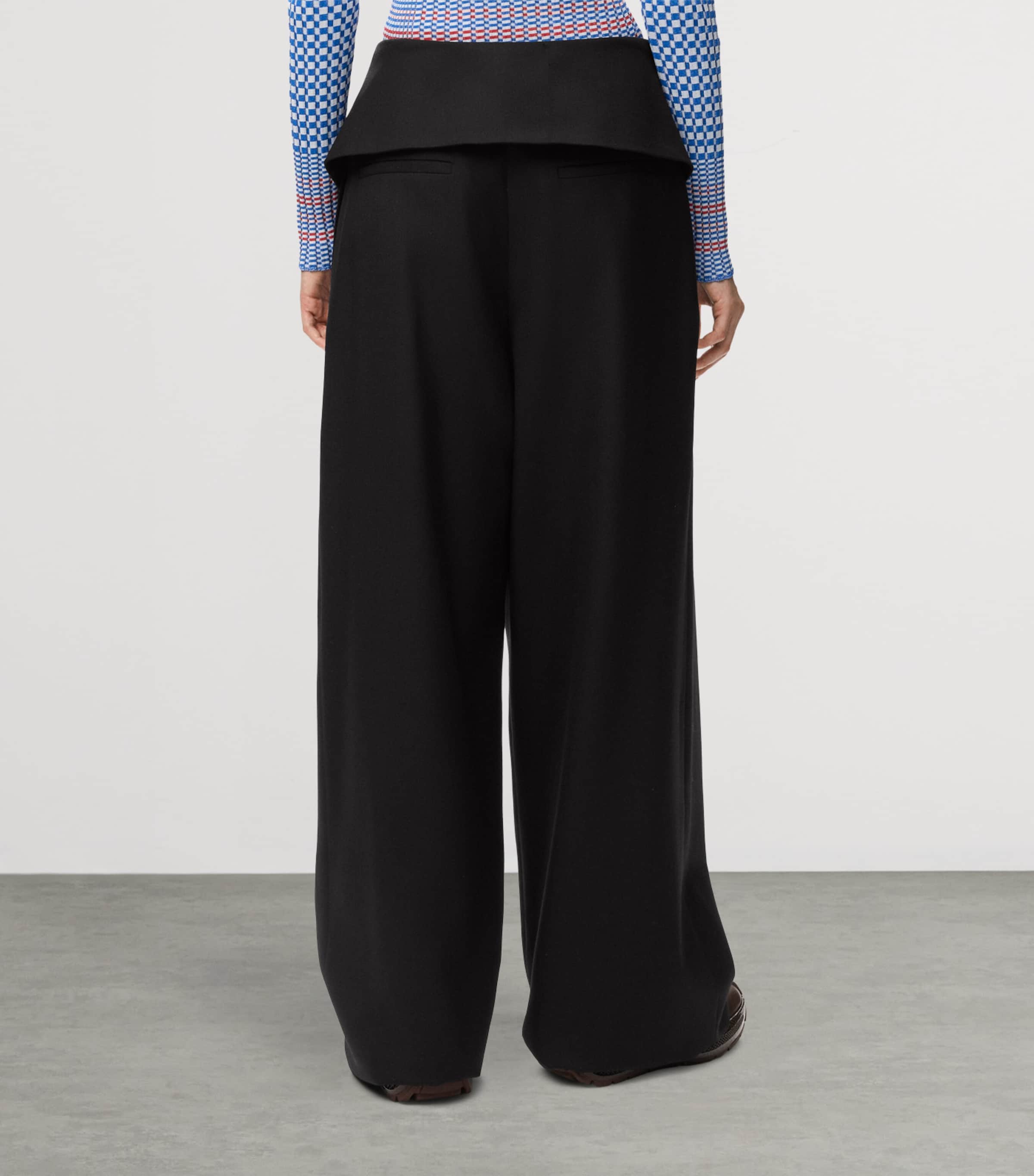 LOEWE Womens Wool-Blend Draped Trousers Black Image 4