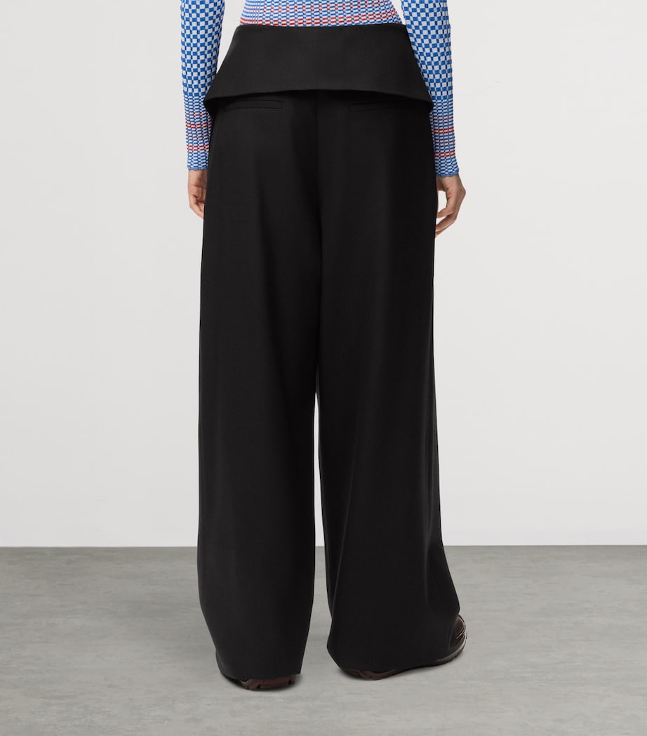 LOEWE Womens Wool-Blend Draped Trousers Black Image 4