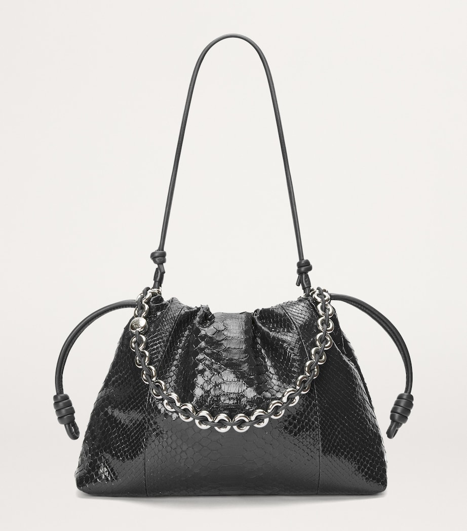 Large Patent Python Flamenco Purse BLACK Image 6