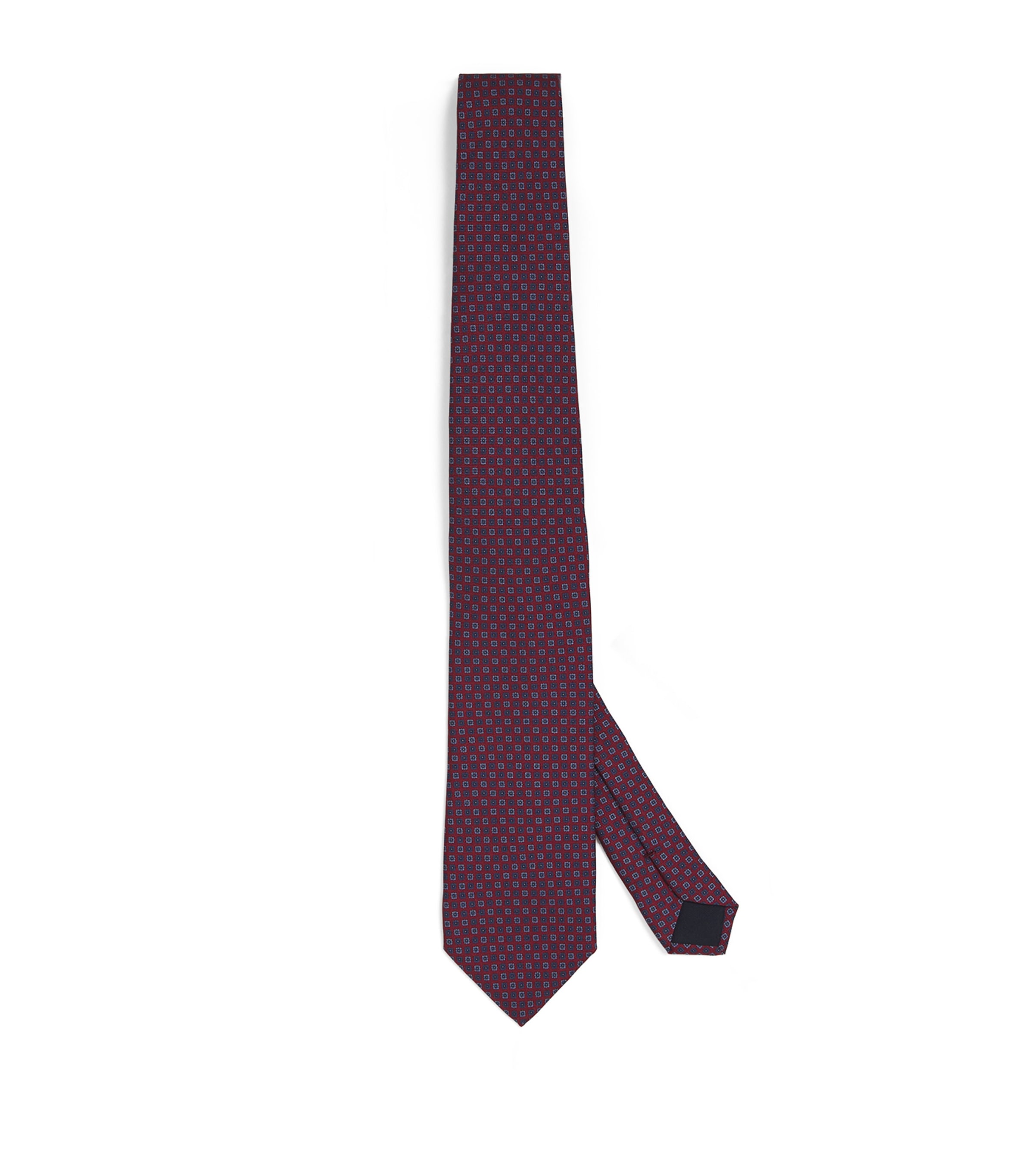 Corneliani Silk Geometric Jacqaurd Tie In Burgundy