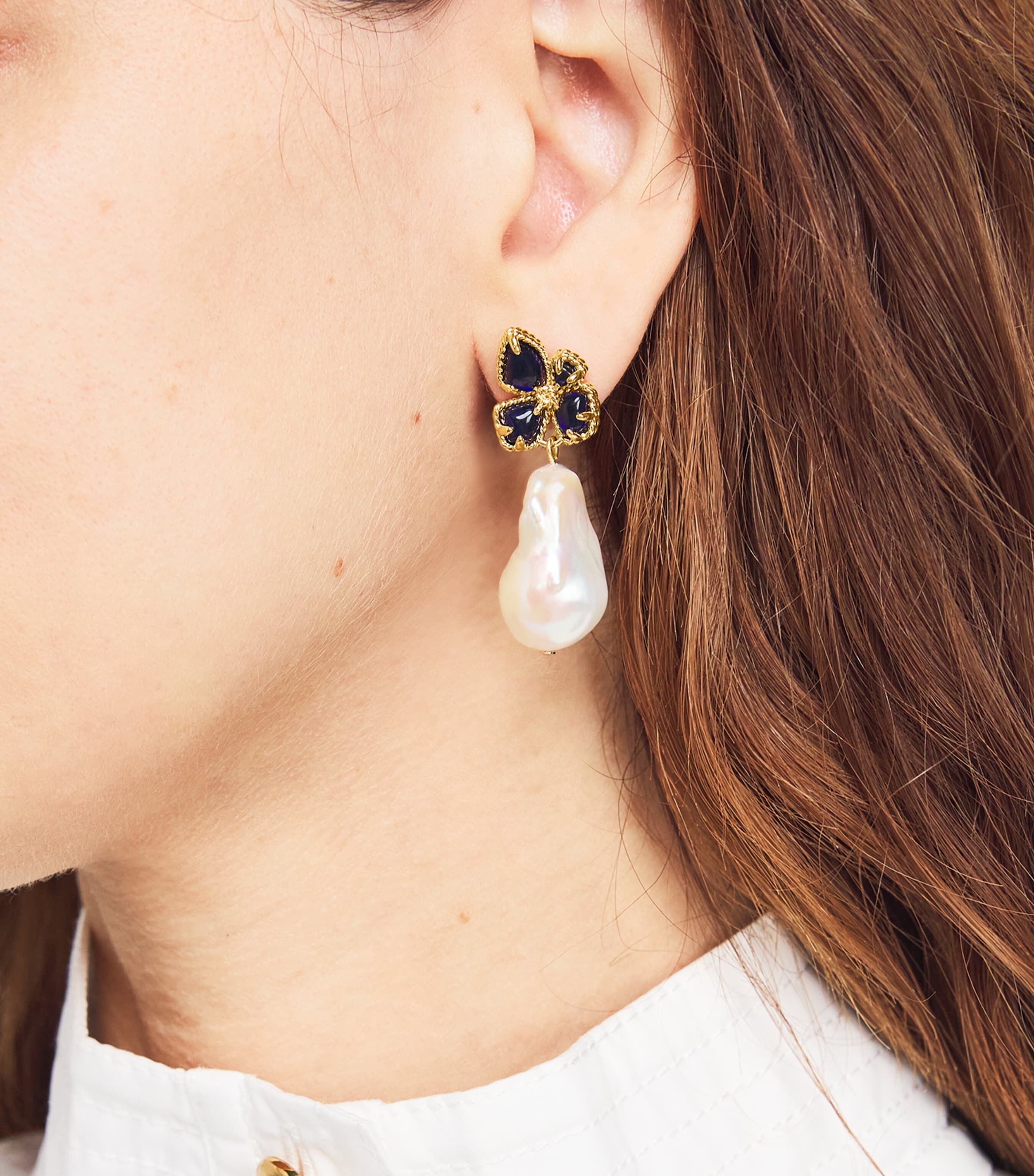 Pearl Bloom Earrings GOBLU/GOLD/BLUE Image 5