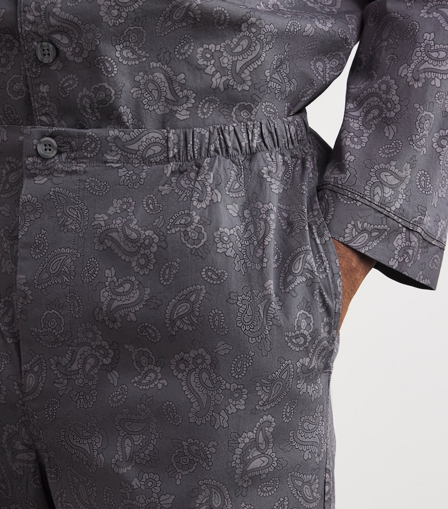 Cotton Poplin Pyjama Sleep Set ASH PAISLEY PRINT Image 4
