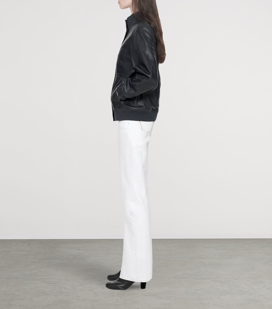 AllSaints Womens Memphis Leather Jacket Navy Blue Image 8