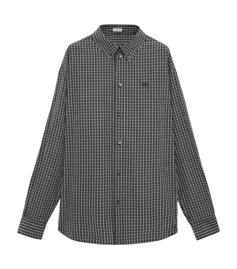 LOEWE Mens Check Anagram Embroidered Shirt Black/white Image 1