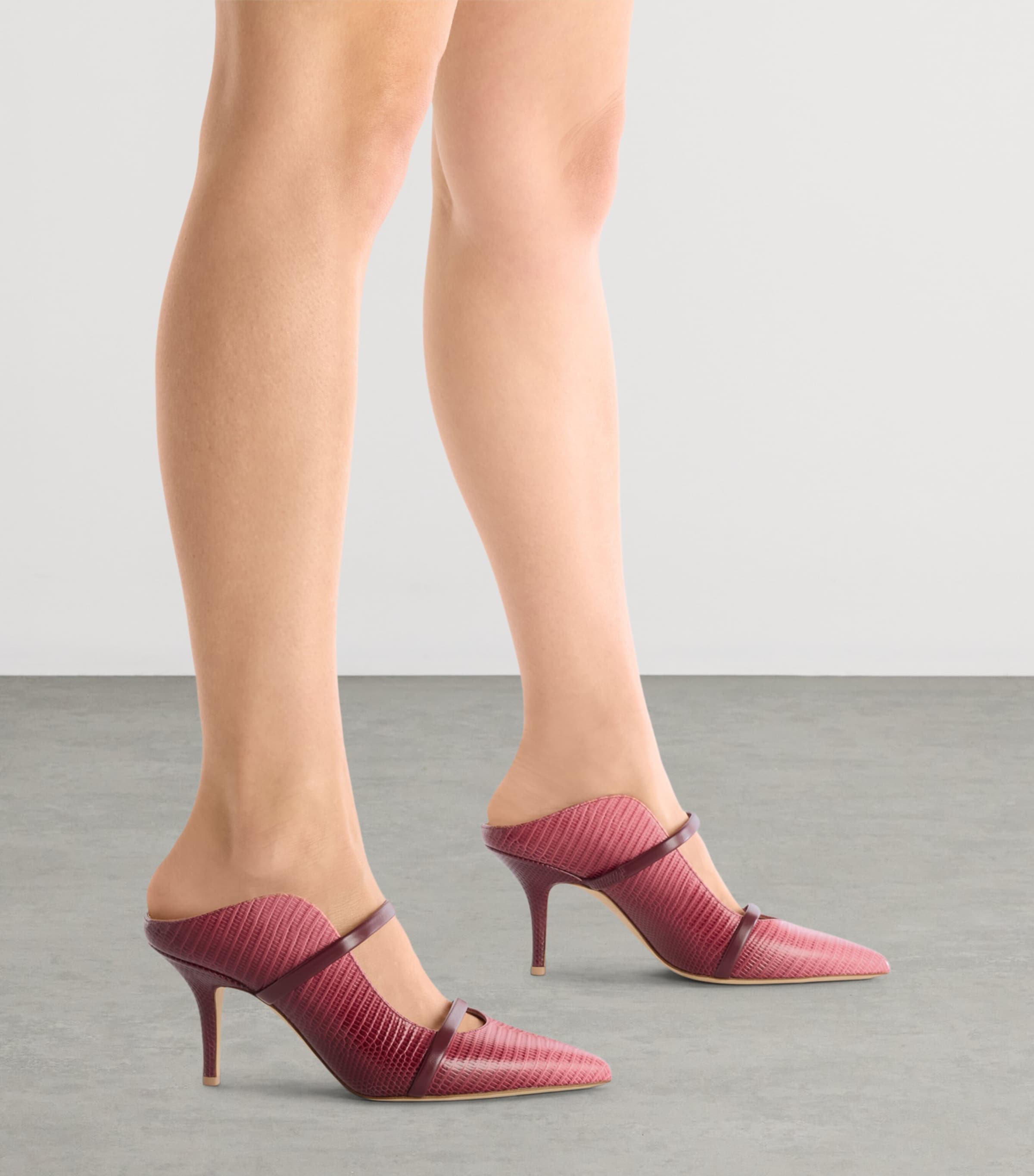 Malone Souliers Embossed Leather Maureen Heeled Mules 70 Rosewood Image 2