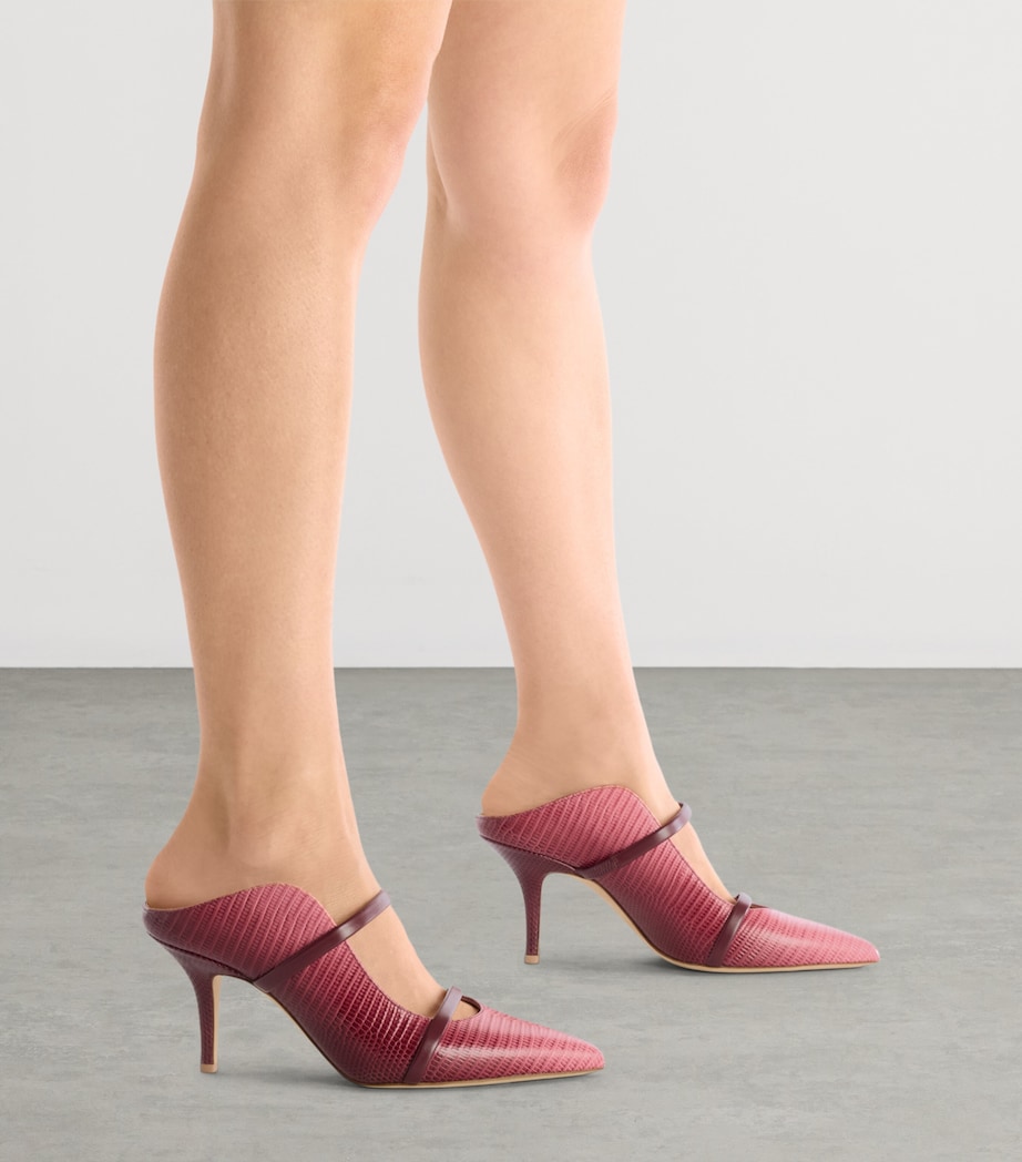 Malone Souliers Embossed Leather Maureen Heeled Mules 70 Rosewood Image 2