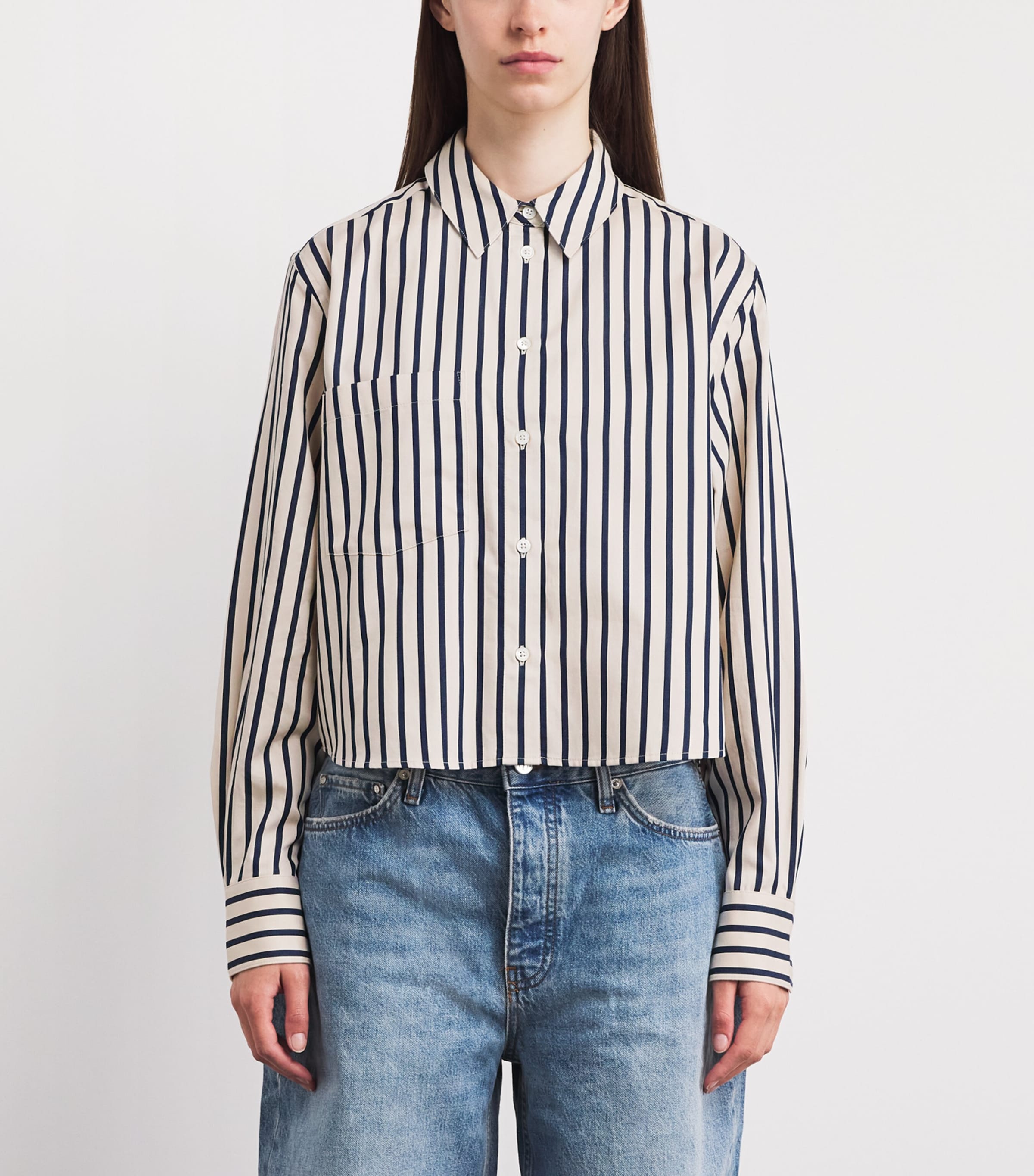 ANINE BING Womens Cotton Stripe Essie Shirt Maritime Stripe Image 4