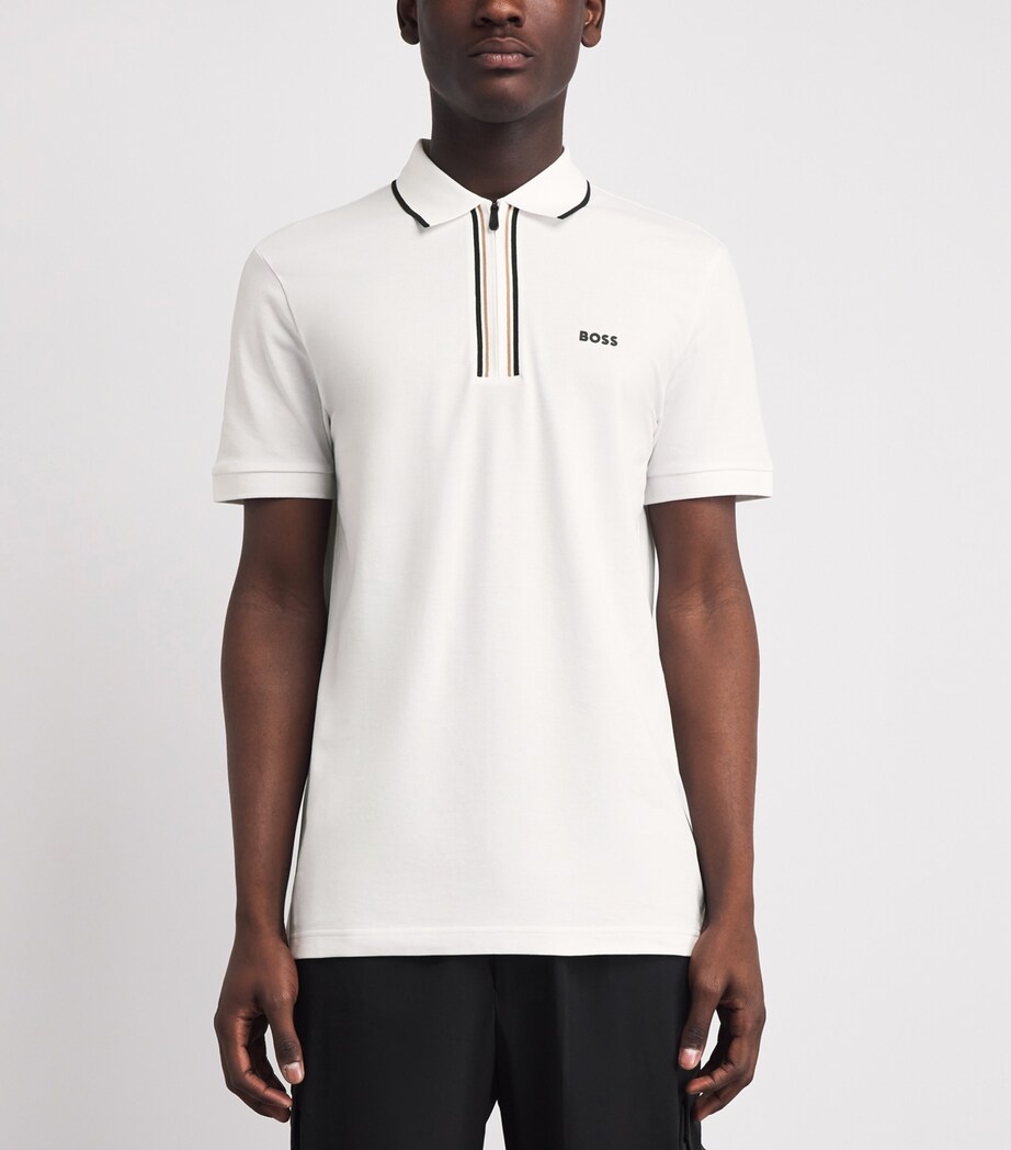 BOSS Mens Stretch-Cotton Philix Polo Shirt White Image 4