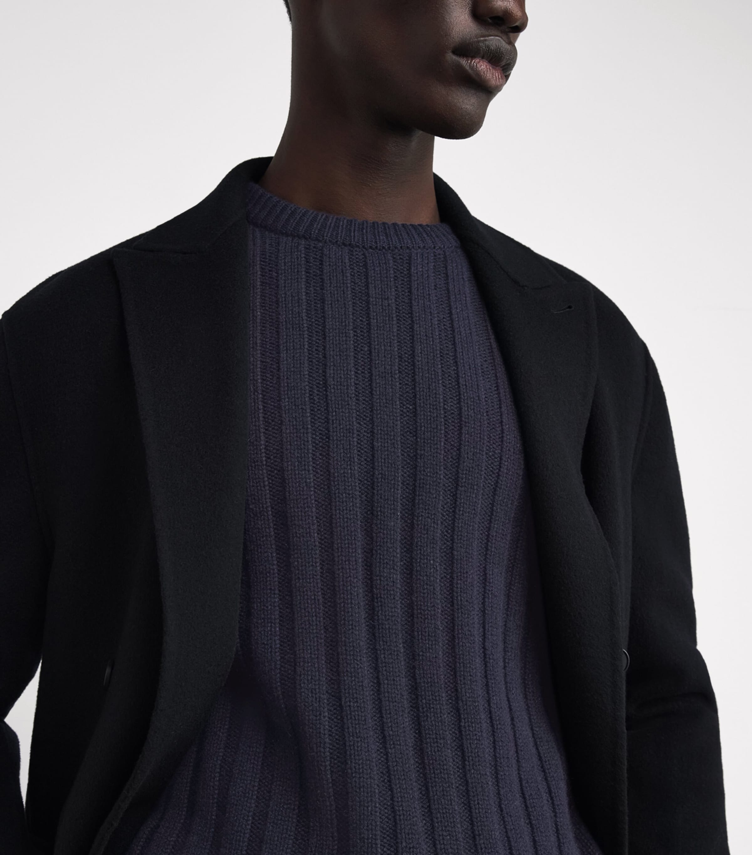 Cashmere Rib-Knit Peel Sweater SD7666 DARK NAVY Image 6