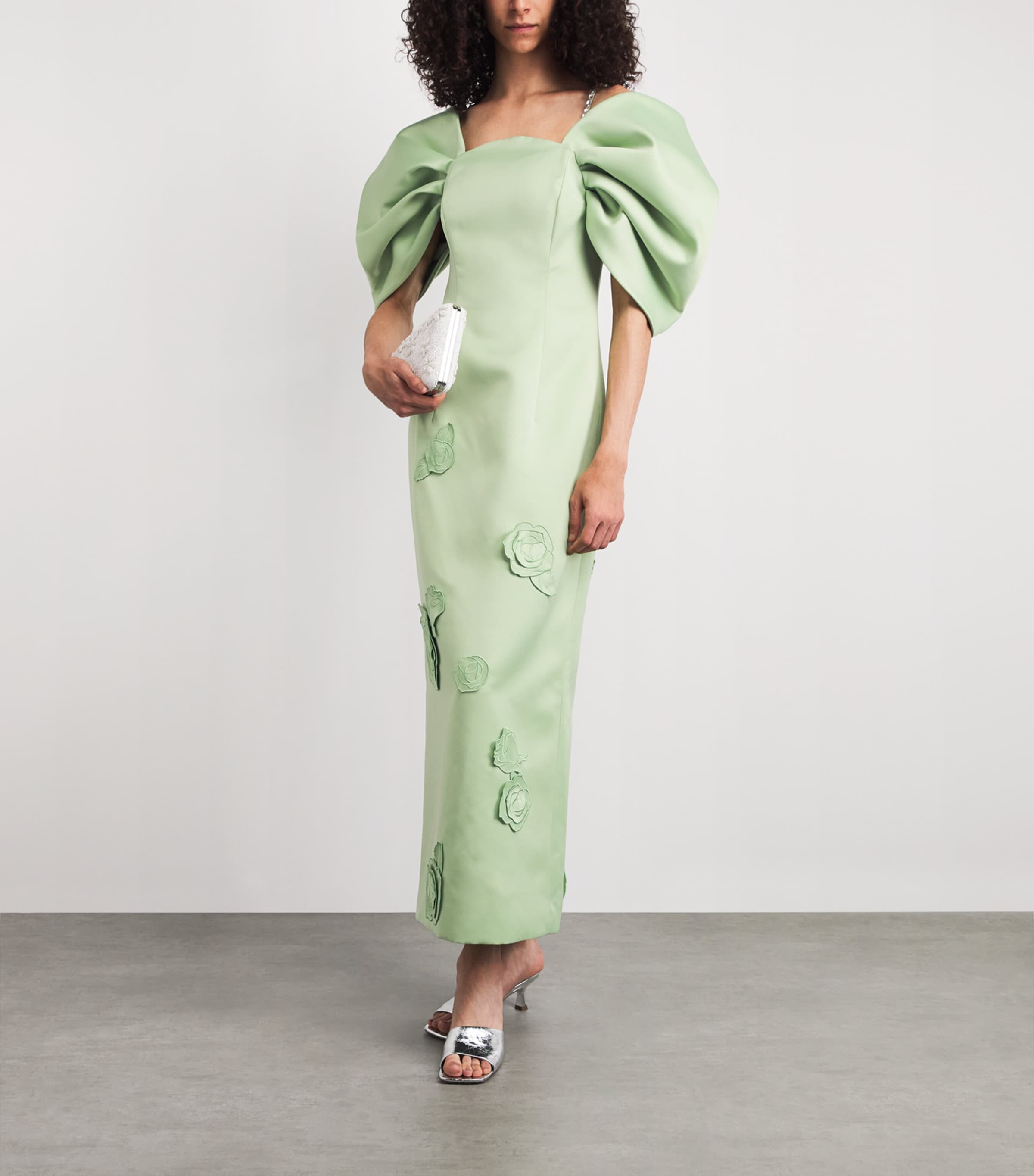 LEO LIN Womens Appliqué Arabella Maxi Dress Juniper Green Image 2