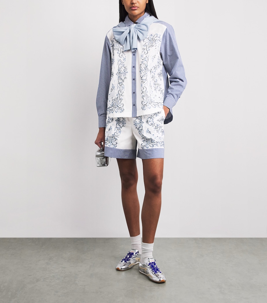 Claudie Pierlot Womens Cotton Cross-Stitch Shorts Dual Color Image 2