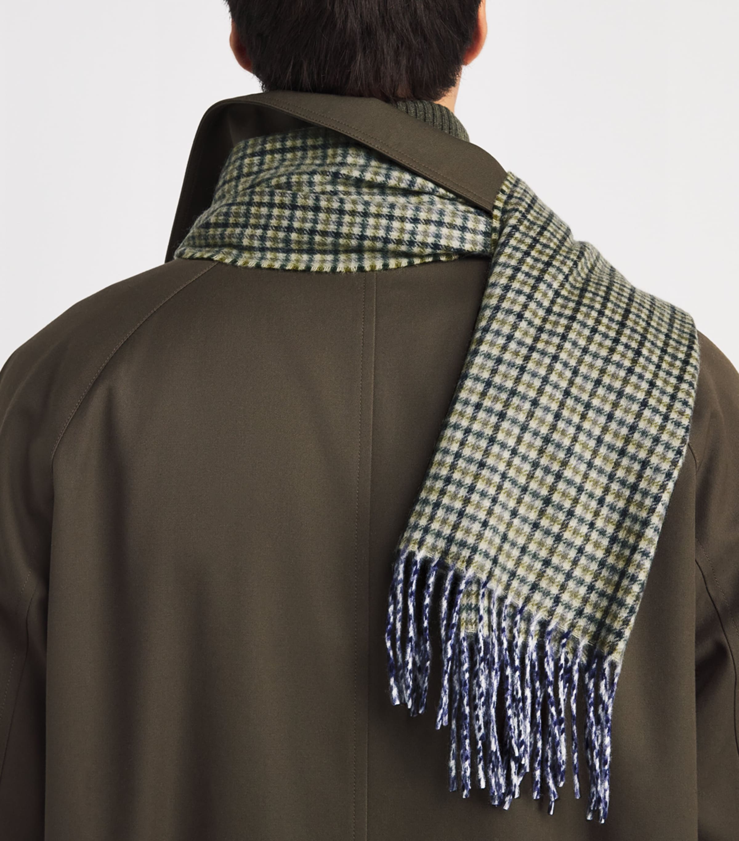 Purdey Cashmere Sterling Houndstooth Scarf Sea Image 2